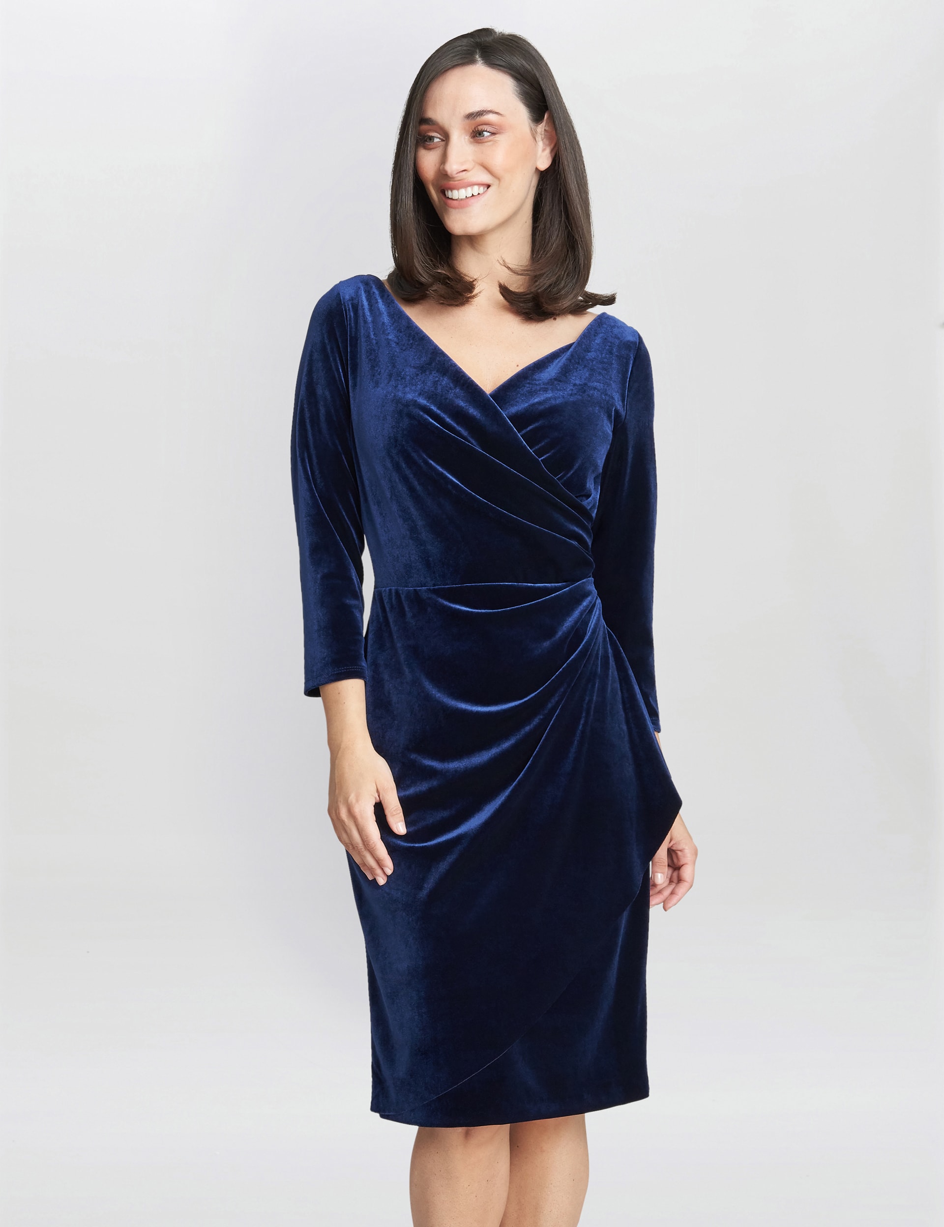 Velvet V-Neck Knee Length Wrap Dress | Gina Bacconi | M&S