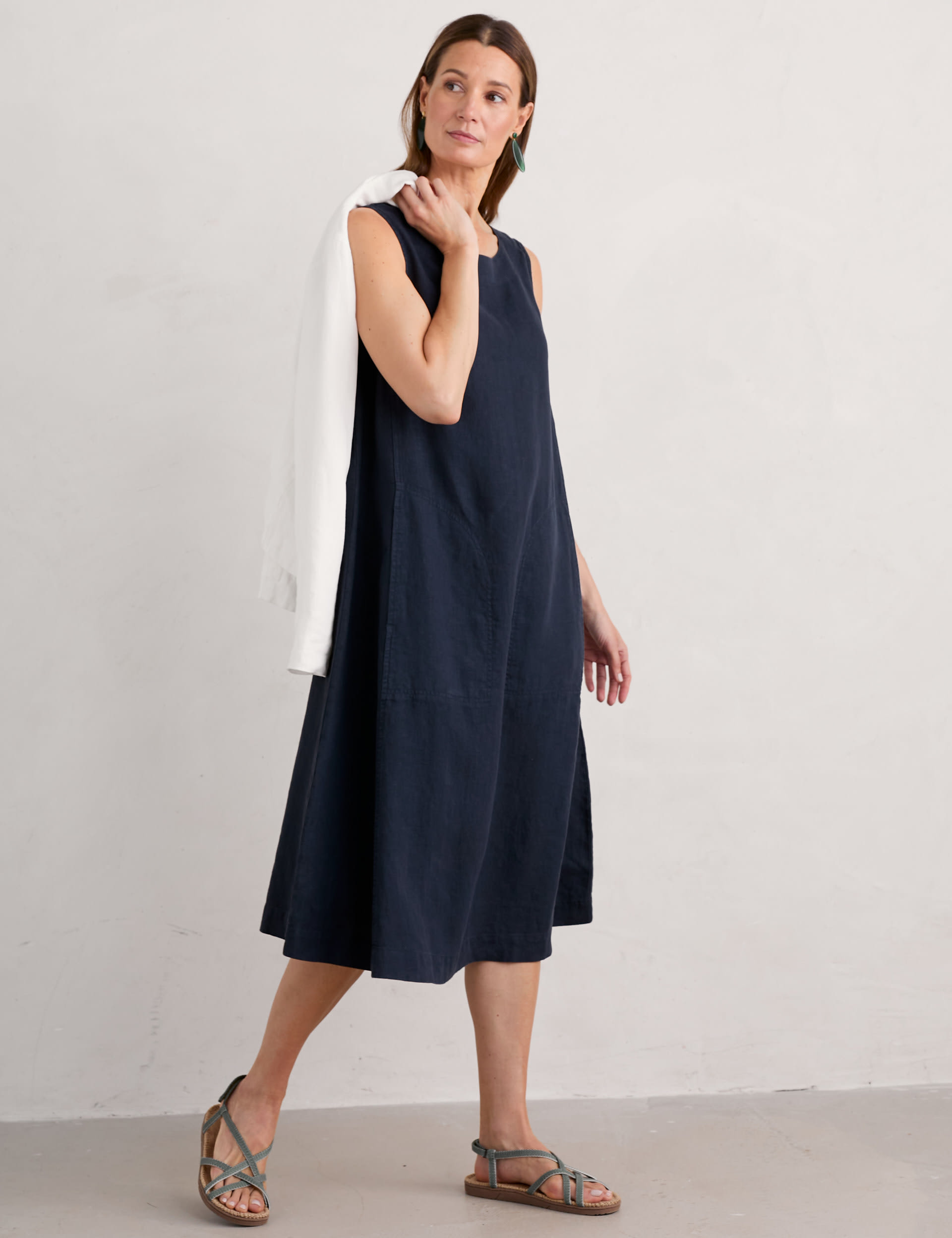 Pure Linen Midi Shift Dress