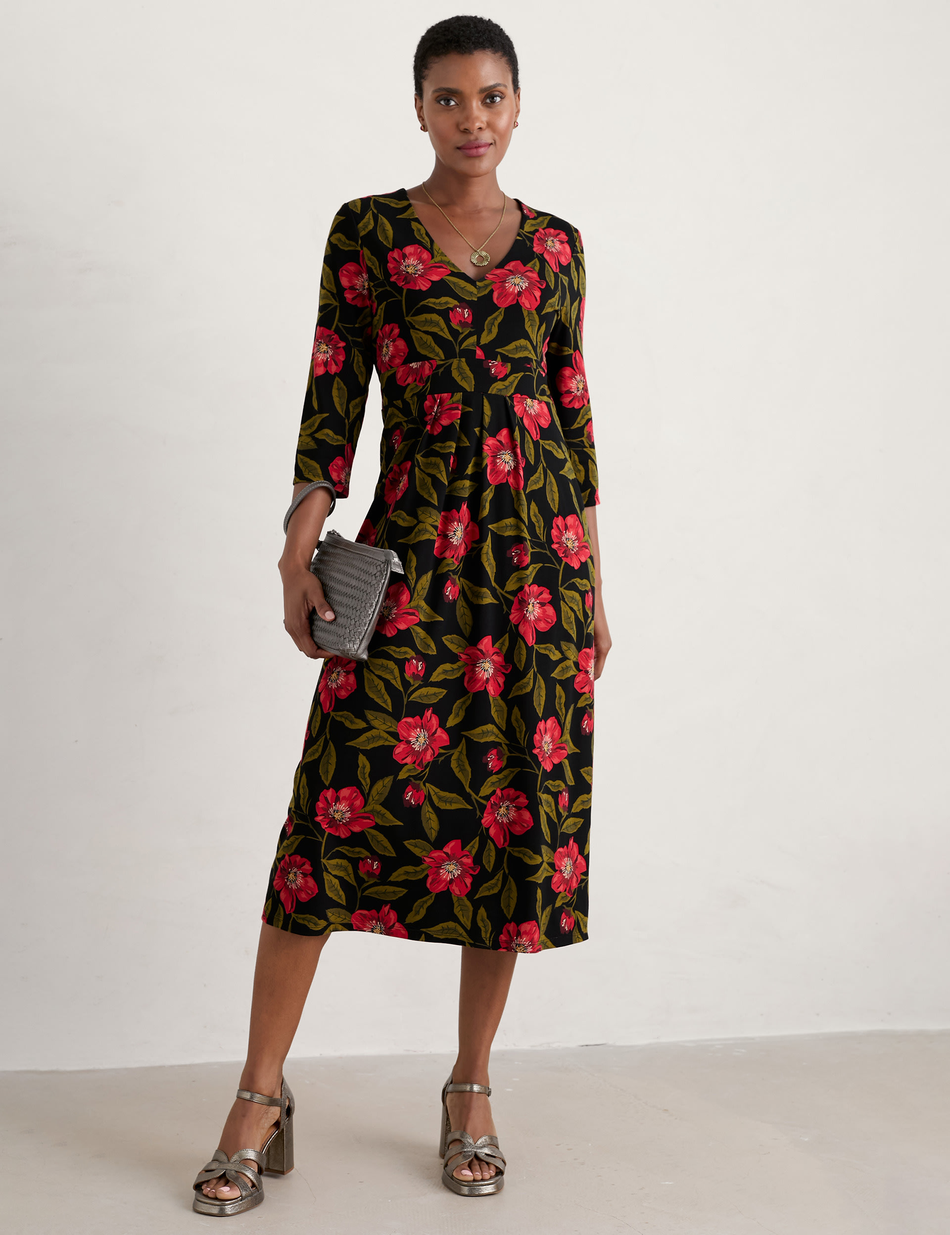 Floral V-Neck Midi Dress with Cotton | Seasalt Cornwall | M&S