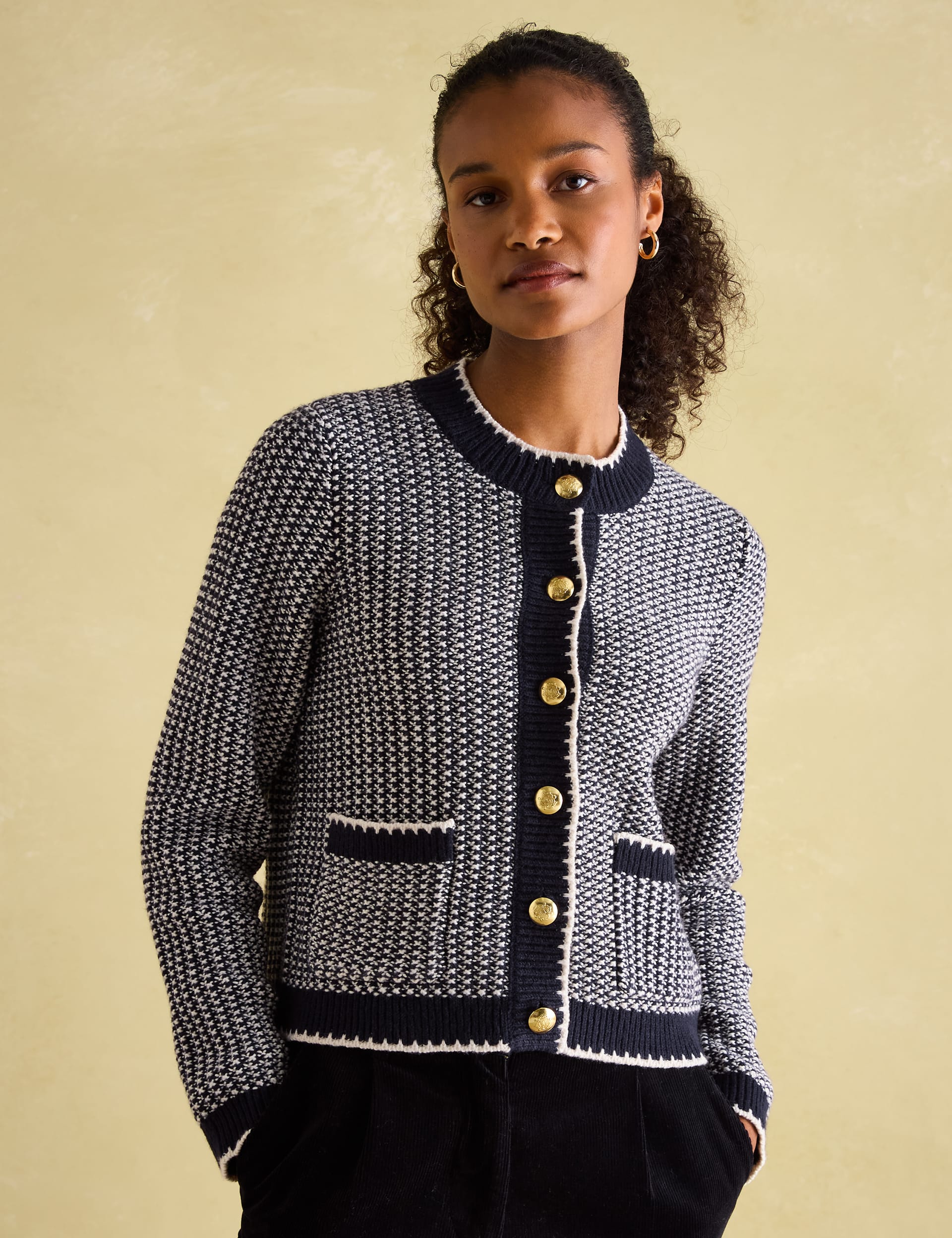 Textured Button Front Cardigan - Natural main image 1