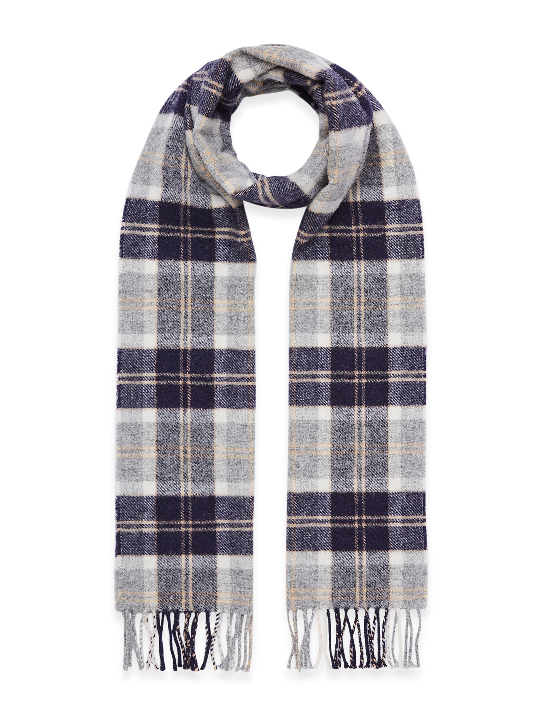 Checked Fluffy Tassel Scarf