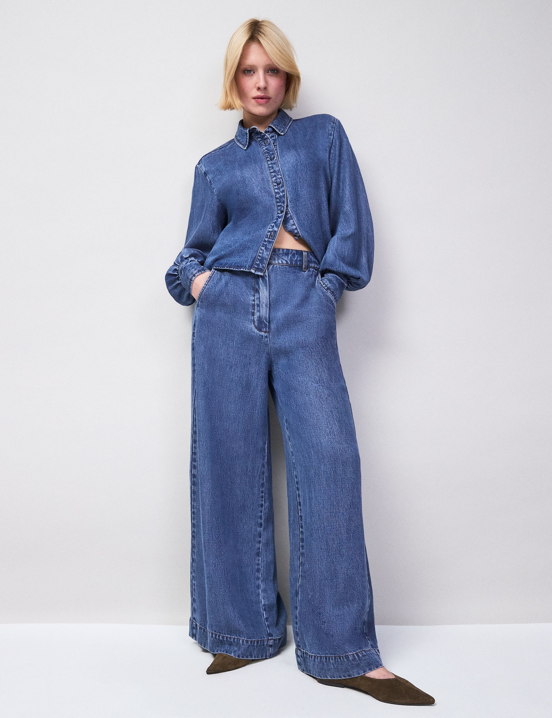 Purre Lyocell Mid Rise Wide Leg Jeans | RO&ZO | M&S