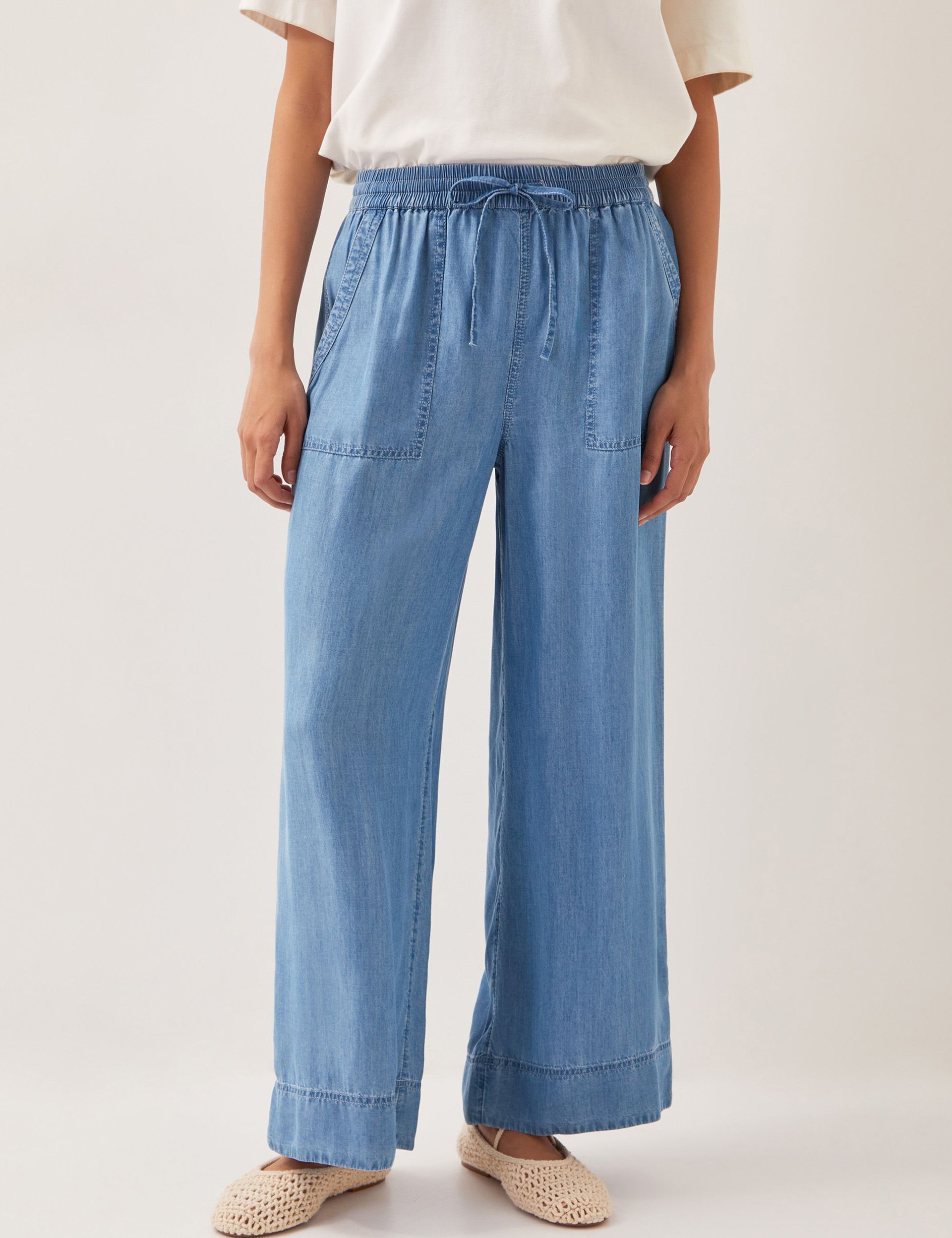 Pure Modal Drawstring Wide Leg Trousers | Monsoon | M&S