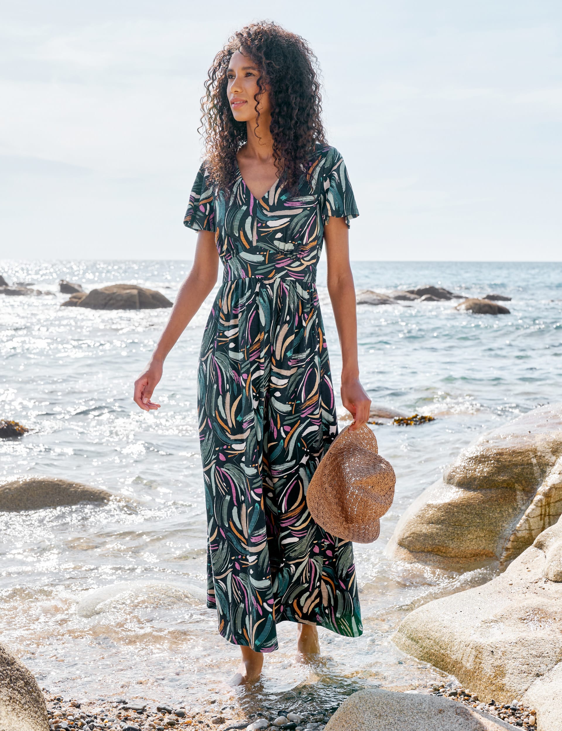 Pure Cotton Printed Midaxi Waisted Dress | Seasalt Cornwall | M&S