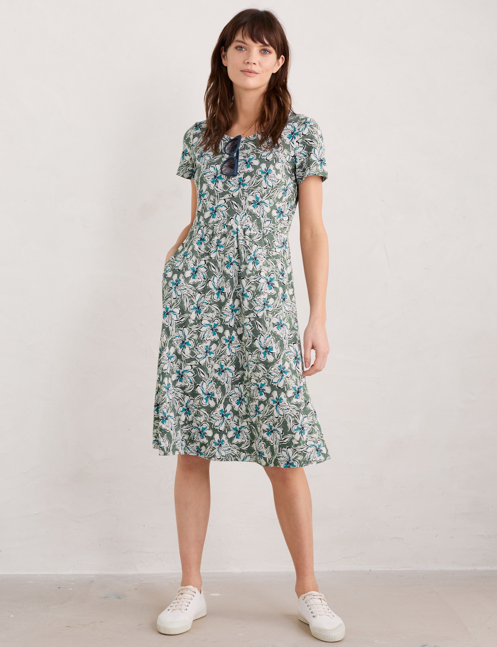 Organic Cotton Floral Midi Waisted Dress | Seasalt Cornwall | M&S