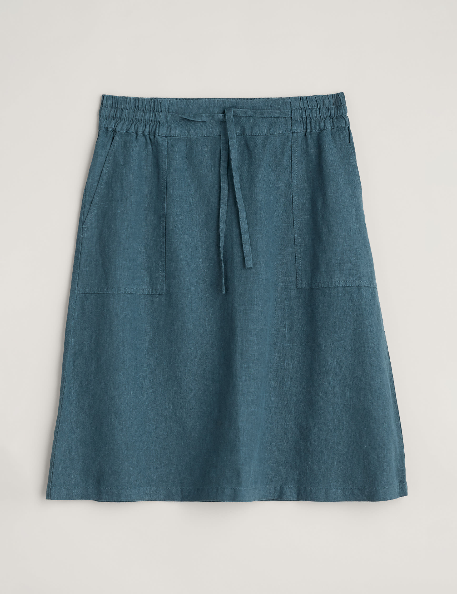Pure Linen Knee Length A-Line Skirt