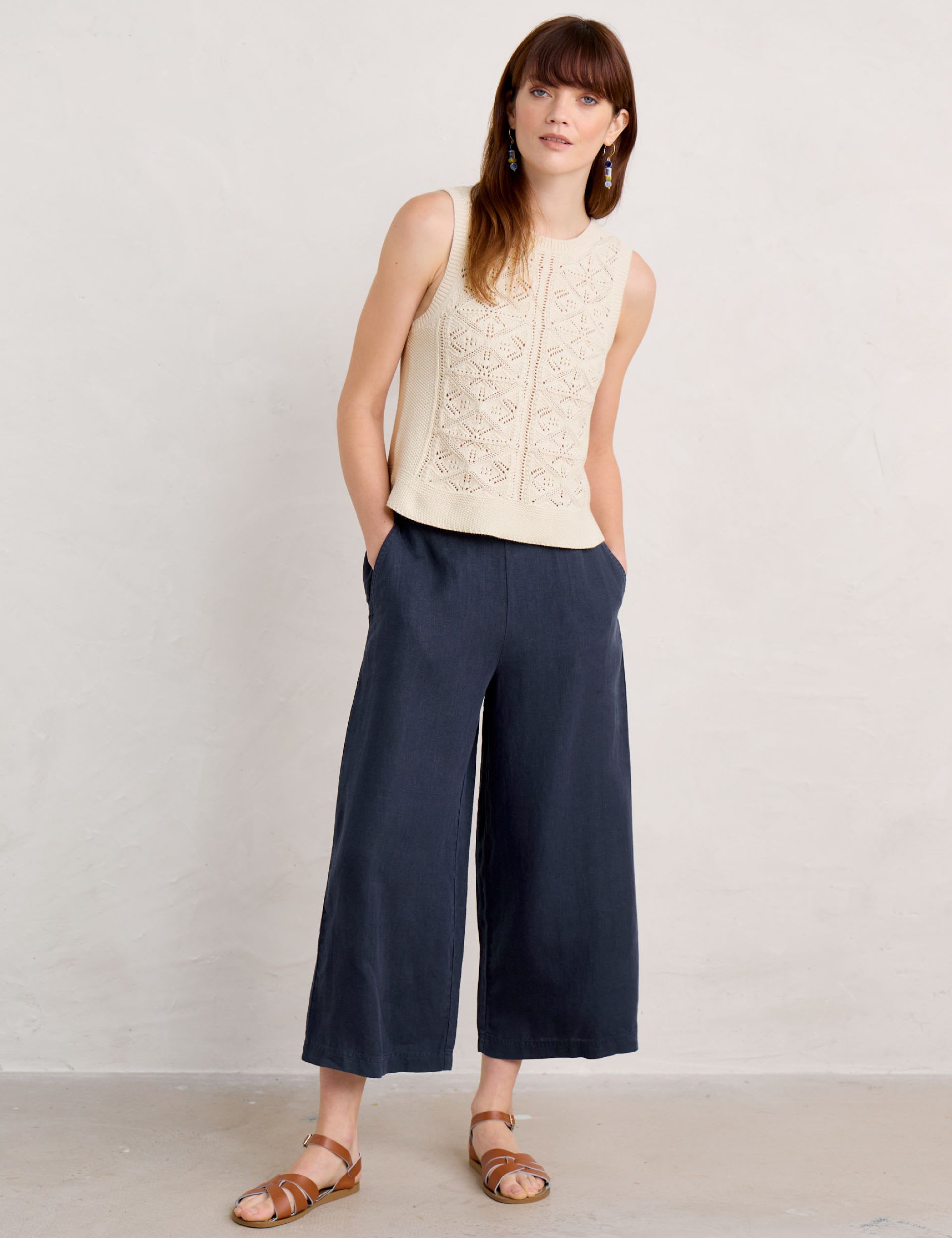 Pure Linen Cropped Wide Leg Culottes | Seasalt Cornwall | M&S