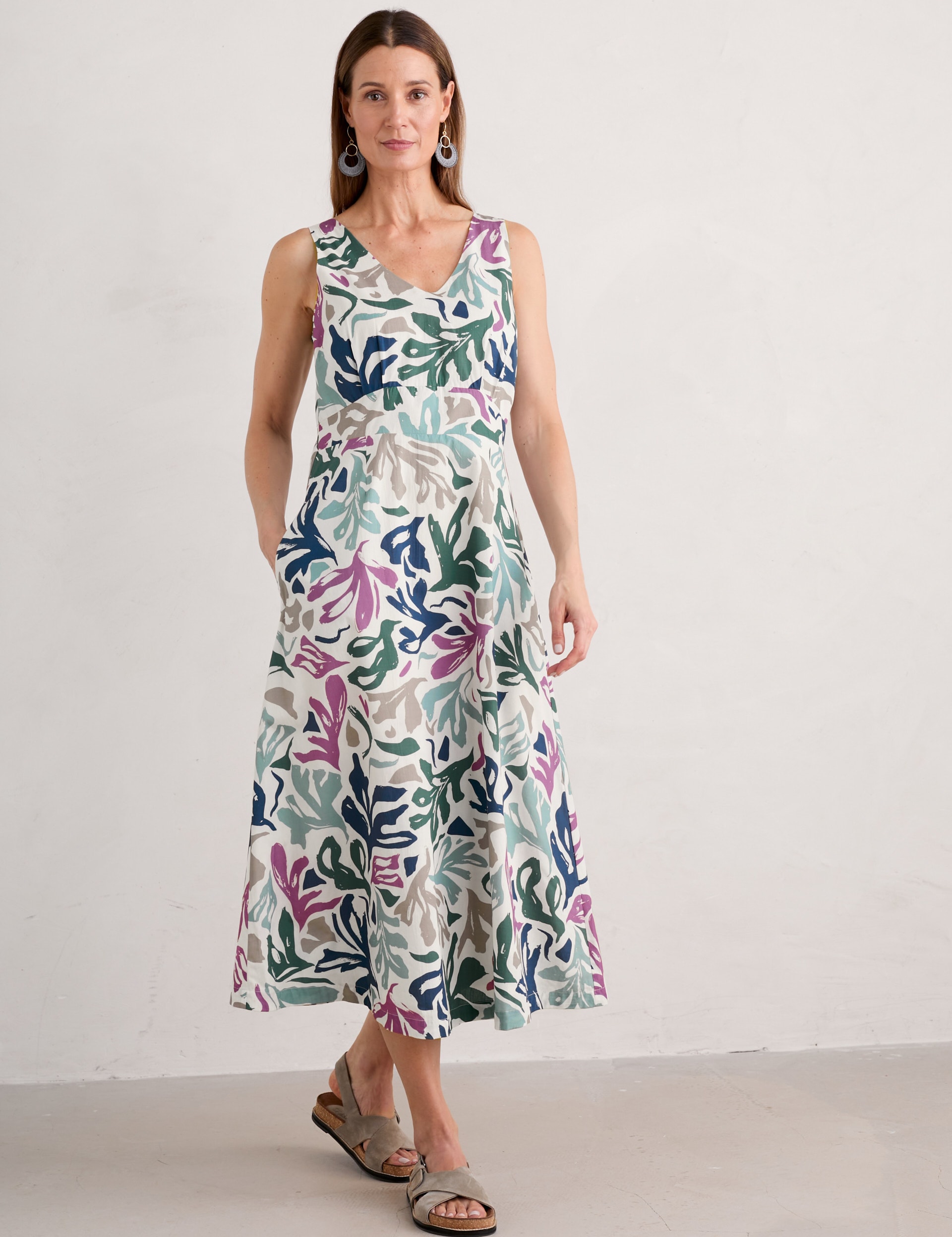 Cotton Printed V-Neck Midi Dress | Seasalt Cornwall | M&S