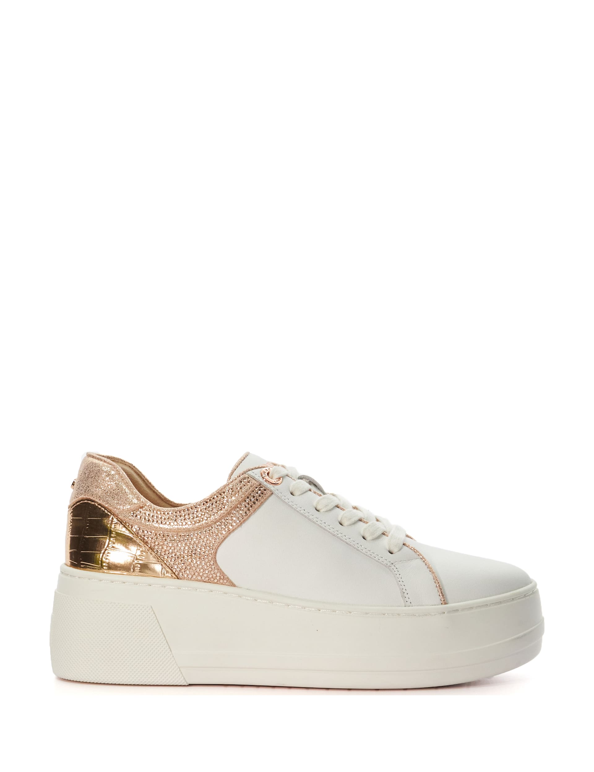 Leather Lace Up Sparkle Flatform Trainers | Dune London | M&S