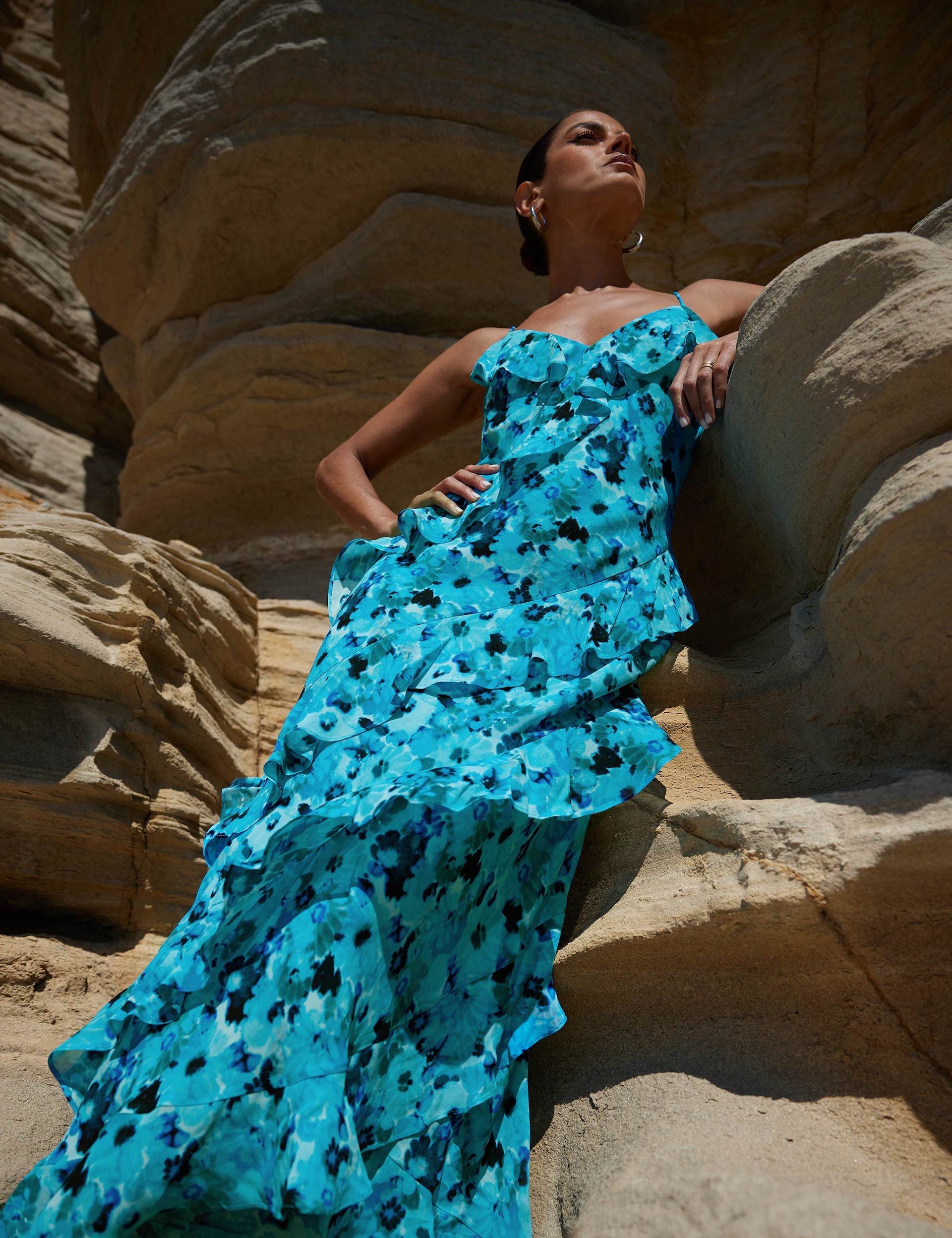 Floral V-Neck Ruffle Maxi Tiered Dress | RO&ZO | M&S