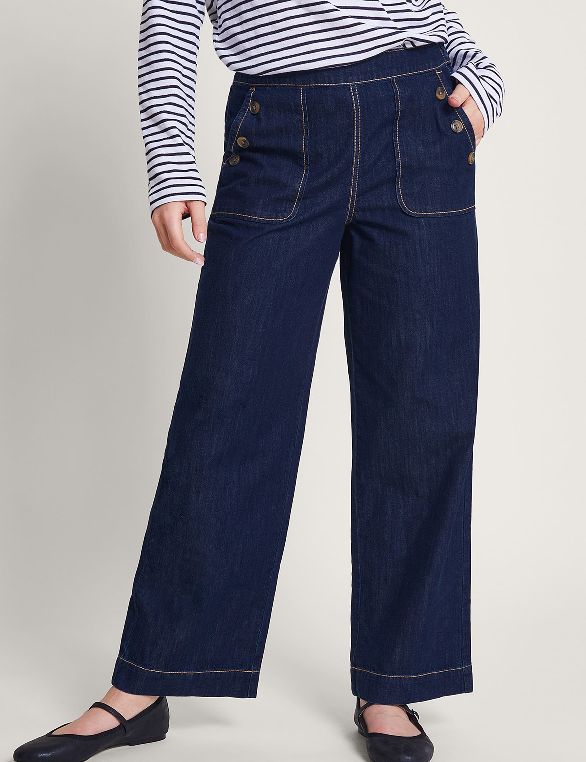 High Waisted Wide Leg Ankle Grazer Jeans | Monsoon | M&S