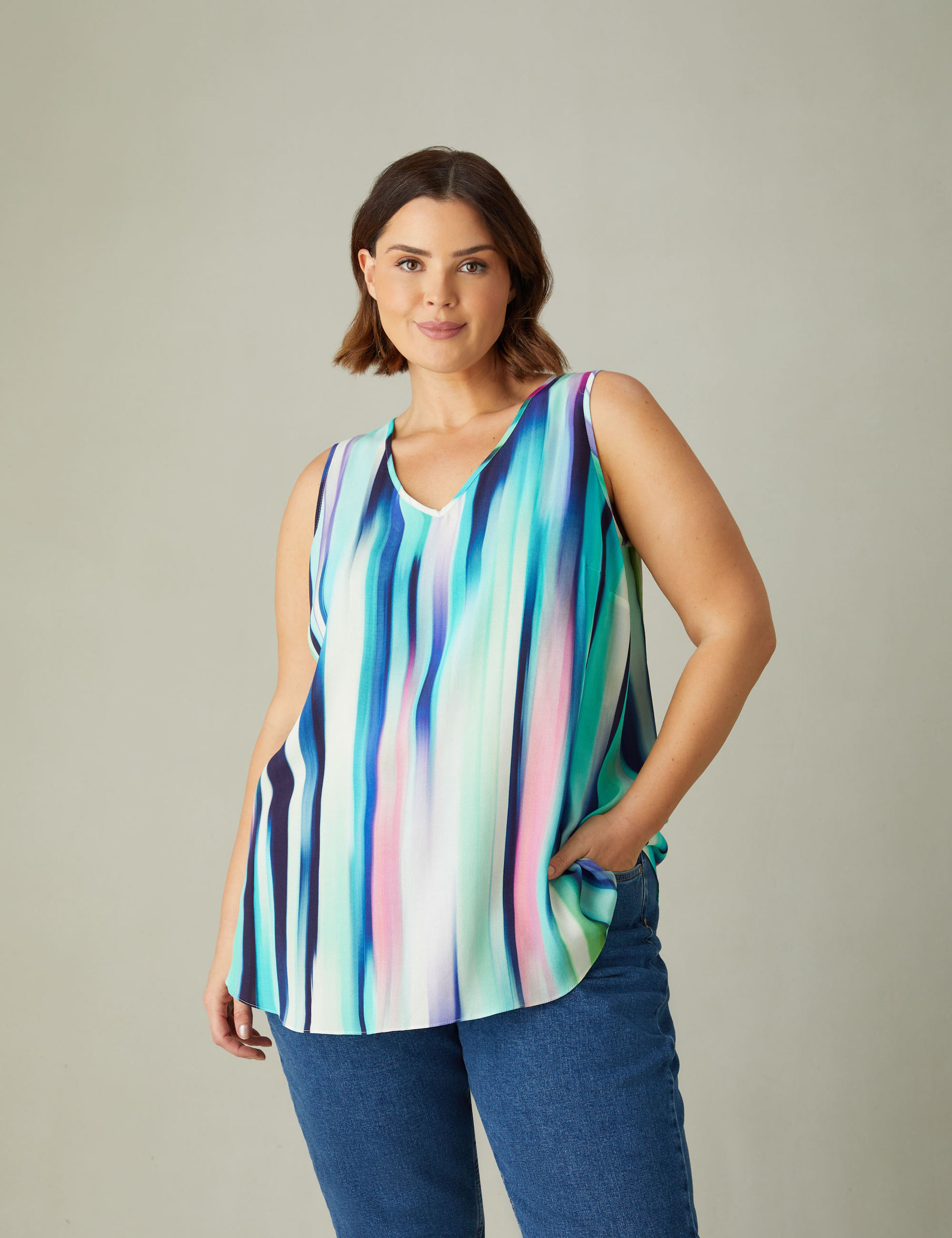 Abstract Stripe V-Neck Vest | Live Unlimited London | M&S