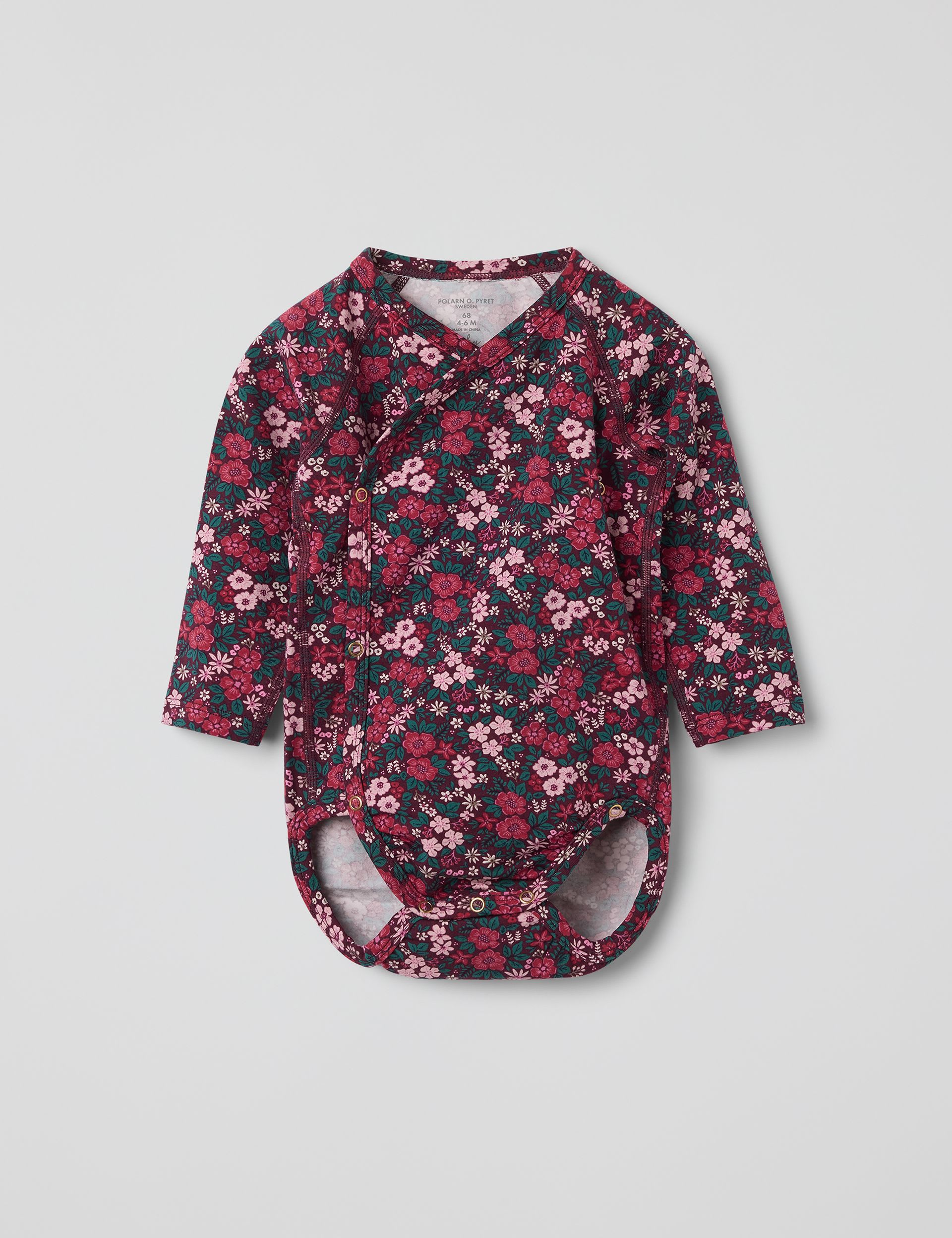 Body Polarn O. Pyret Floral Manches Longues - Taille 6-9 Mois - Occasion Très Bon état