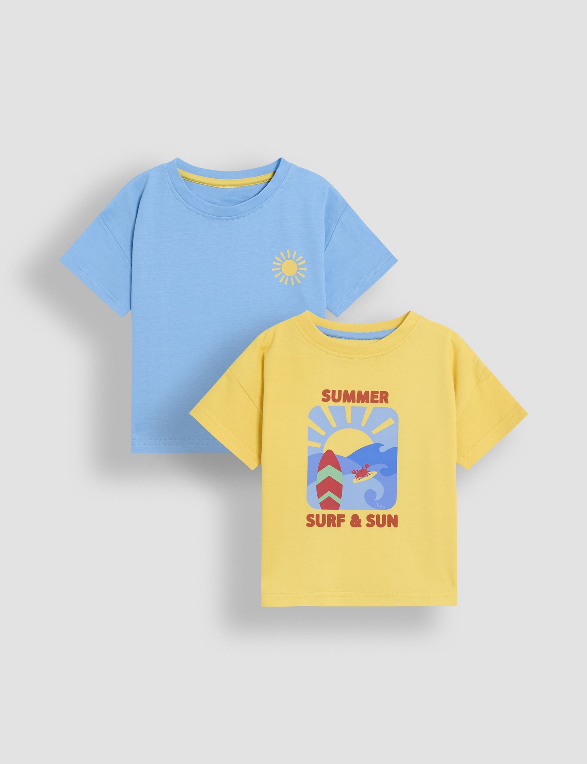 Babyhug Cotton Knit Sleeveless Surfing Beach Print T-Shirts Pack of 3 - Red Blue & Yellow main image 0