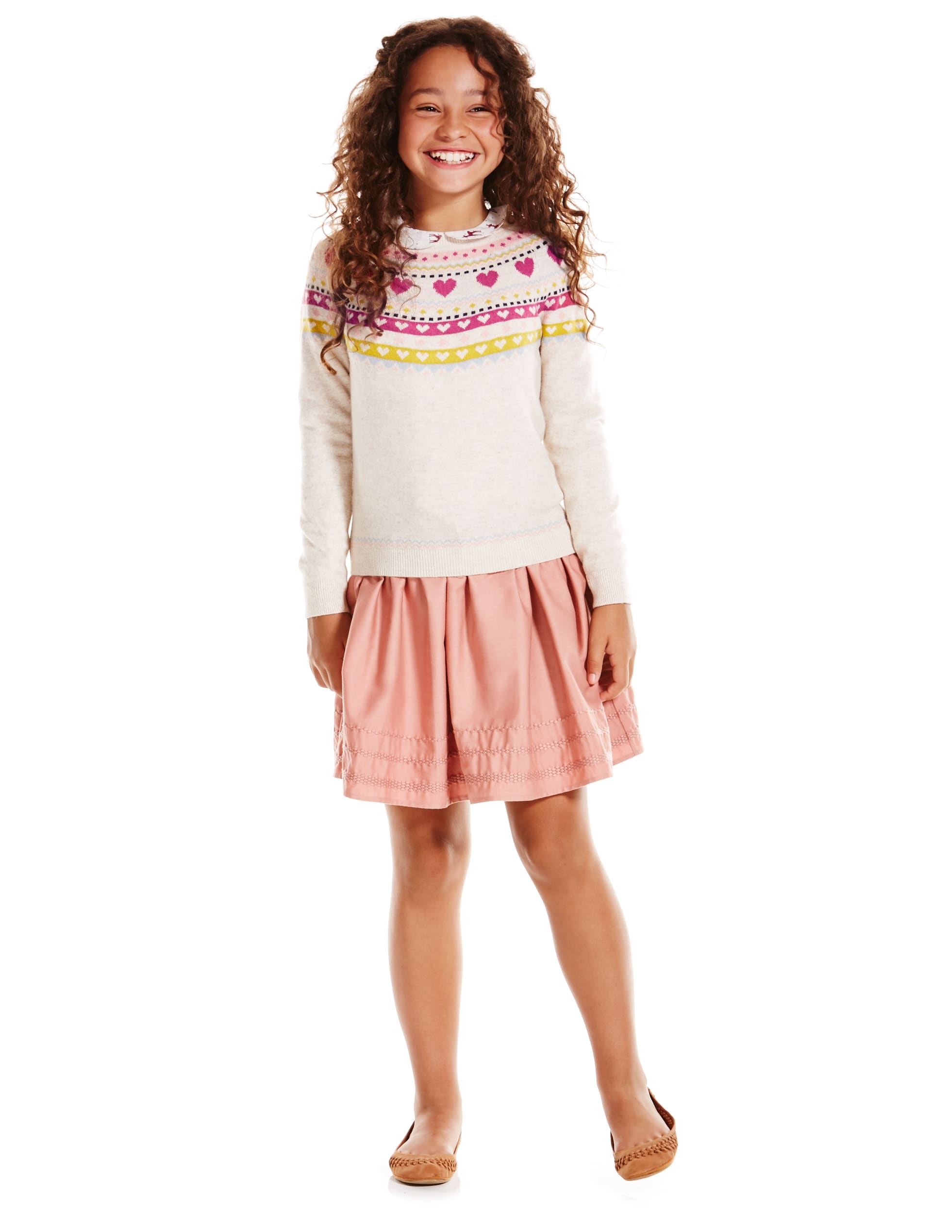 Intarsia Stitch Heart Print Jumper with Wool (5-14 Years) Image 2 of 4