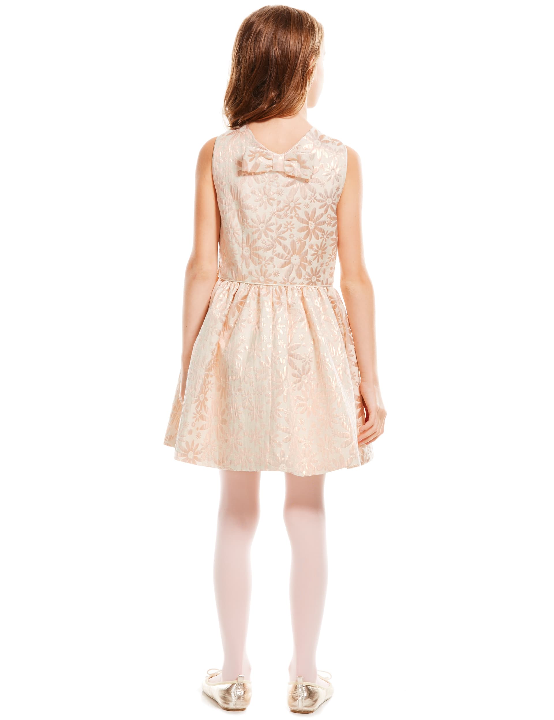 Metallic Effect Floral Jacquard Girls Dress (5-14 Years) Image 2 of 4