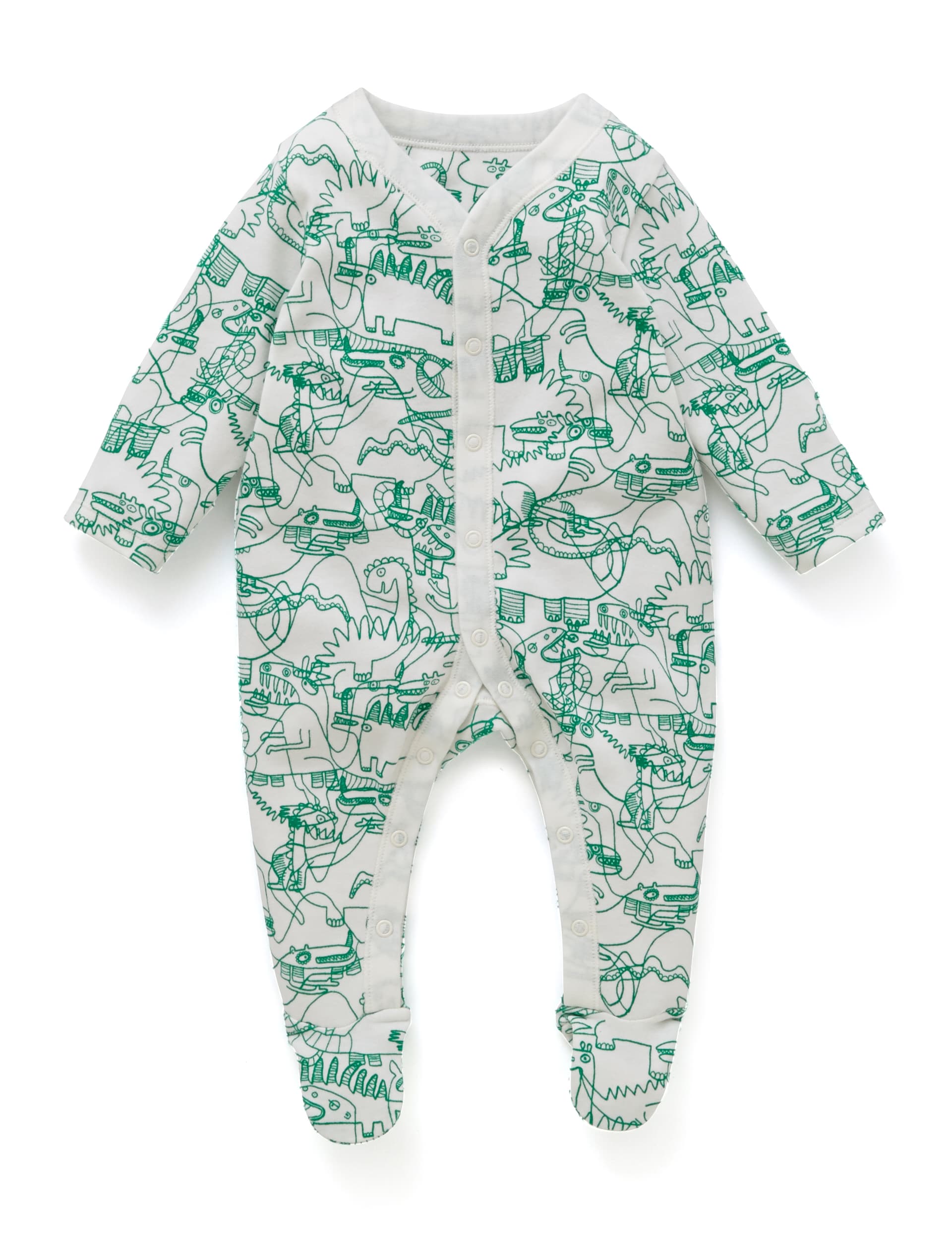 3 Pack Dinosaur Doodle Sleepsuits with New Perfect Popper Image 2 of 4