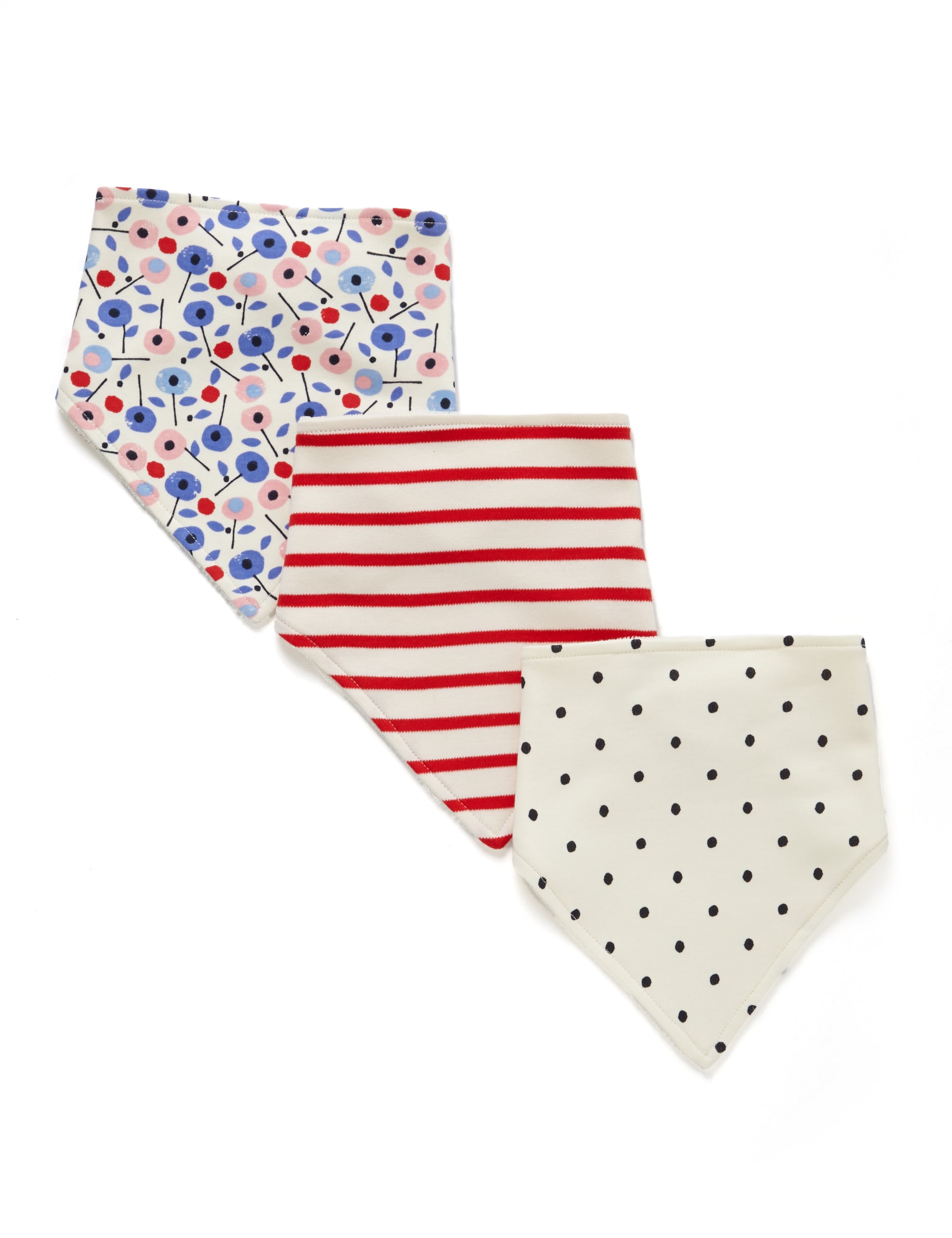3 Pack Pure Cotton Nautical Assorted Dribble Bibs Image 1 of 1