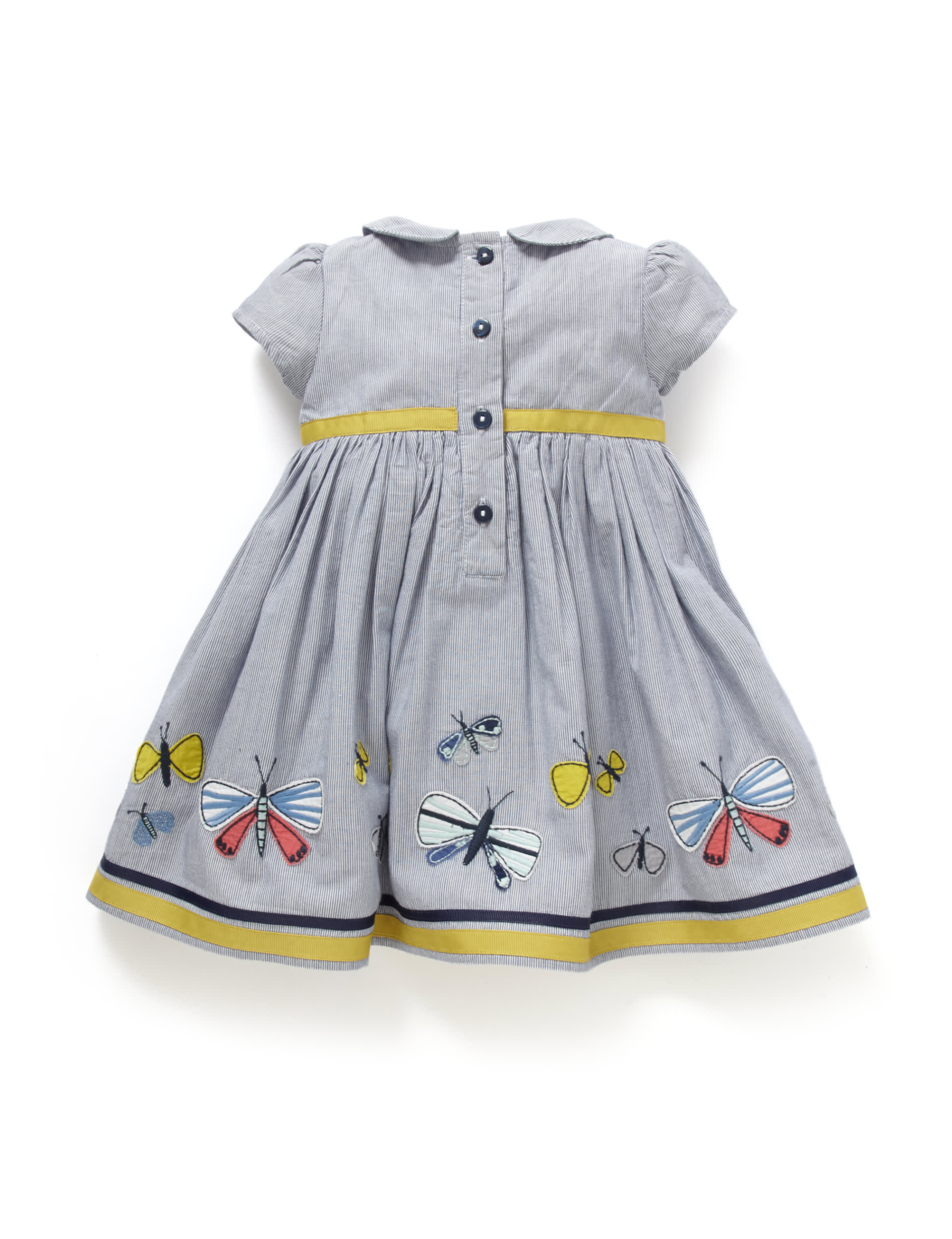 Pure Cotton Butterfly Appliqué Striped Dress Image 1 of 2