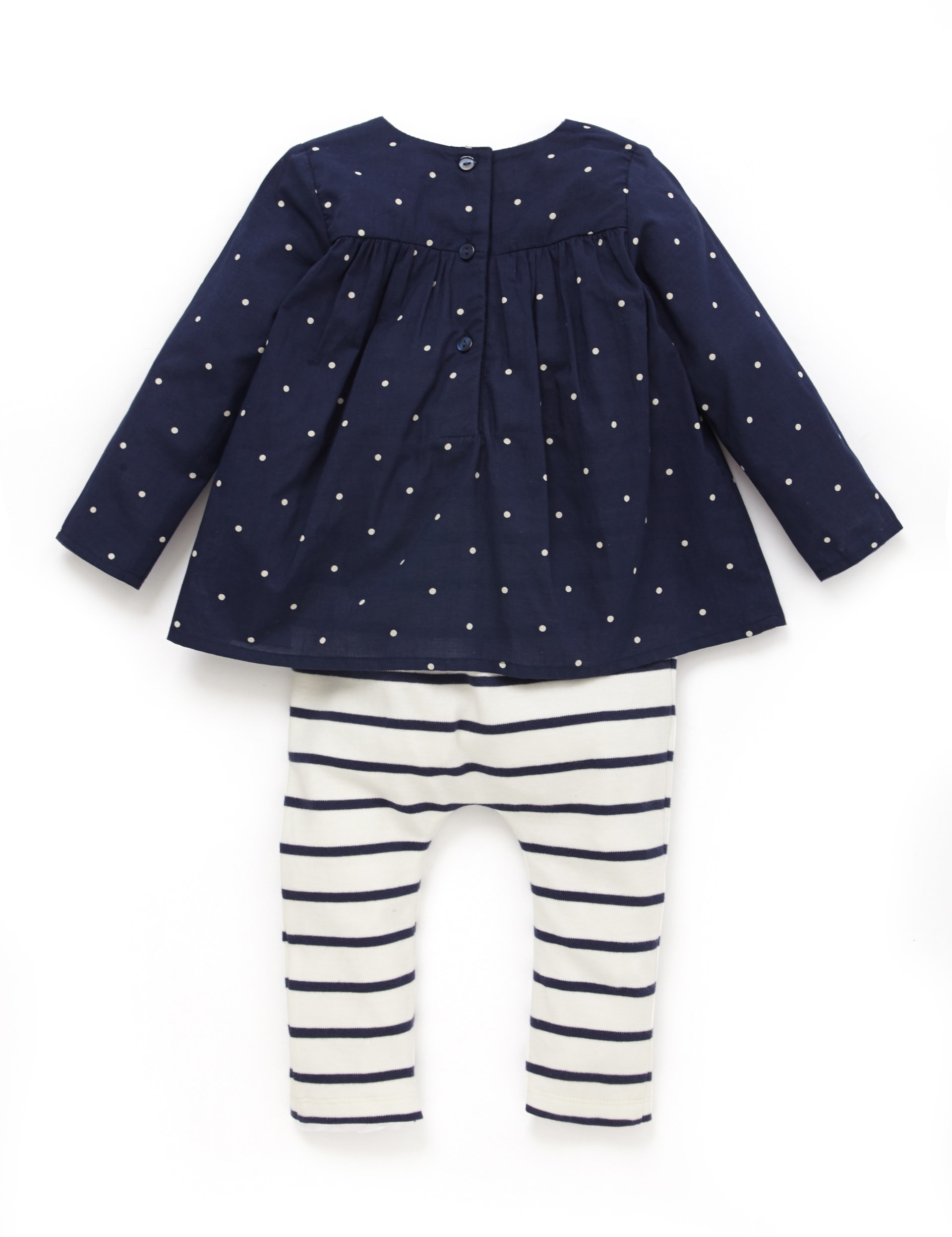 2 Piece Pure Cotton Mock Layer Top & Leggings Outfit Image 1 of 2