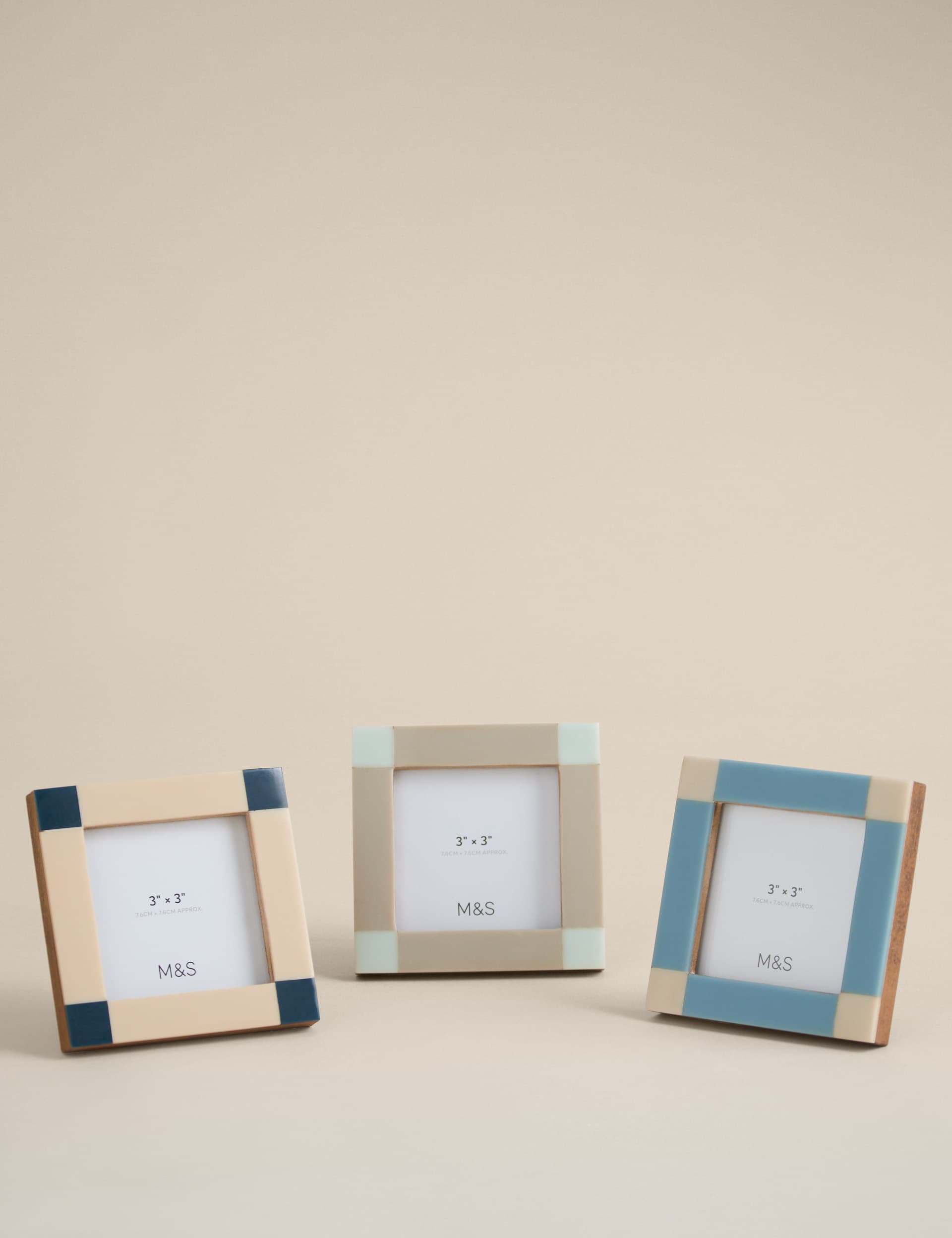 Set of 3 Check Photo Frames 3x3 inch | M&S