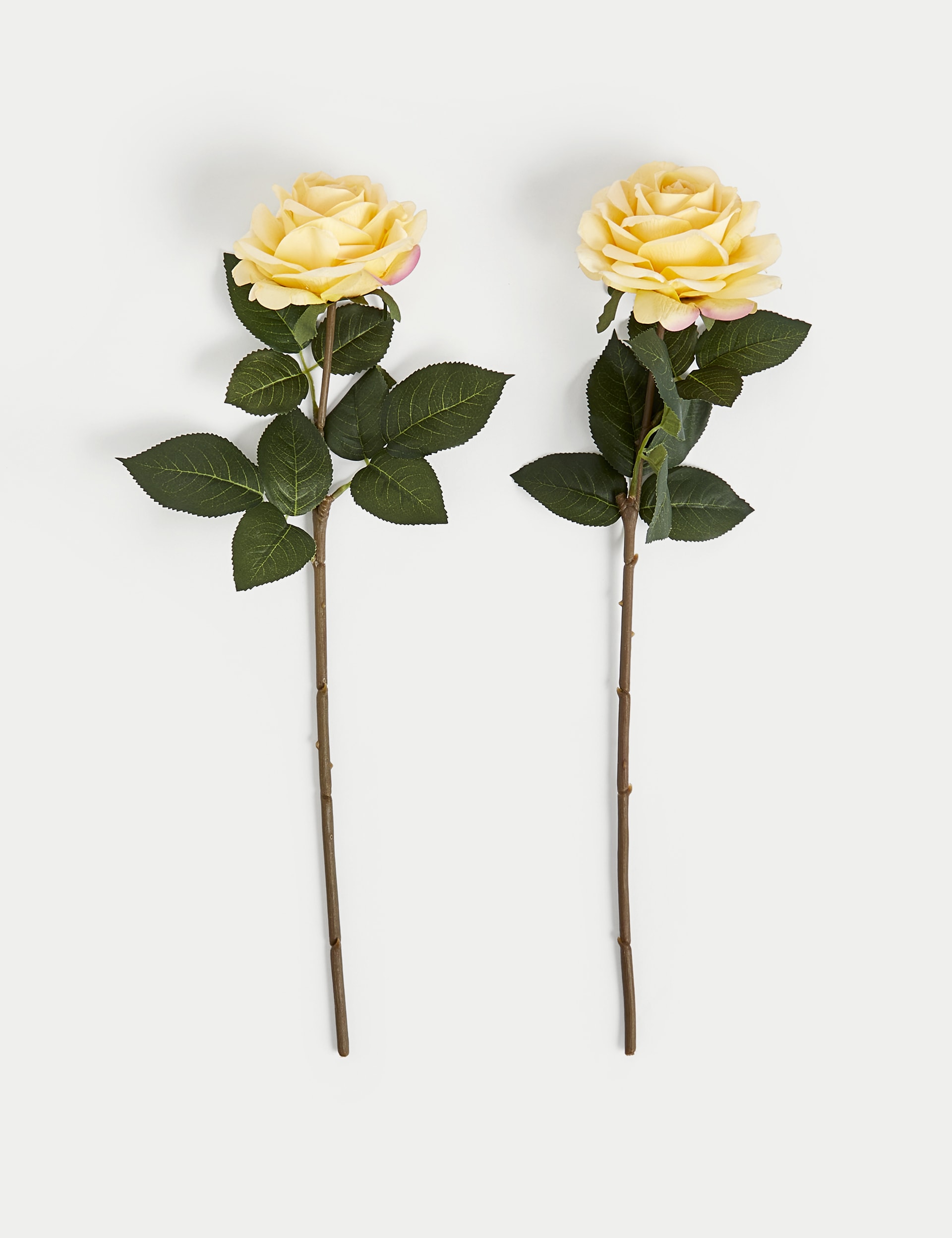 Set of 2 Artificial Real Touch Rose Stems