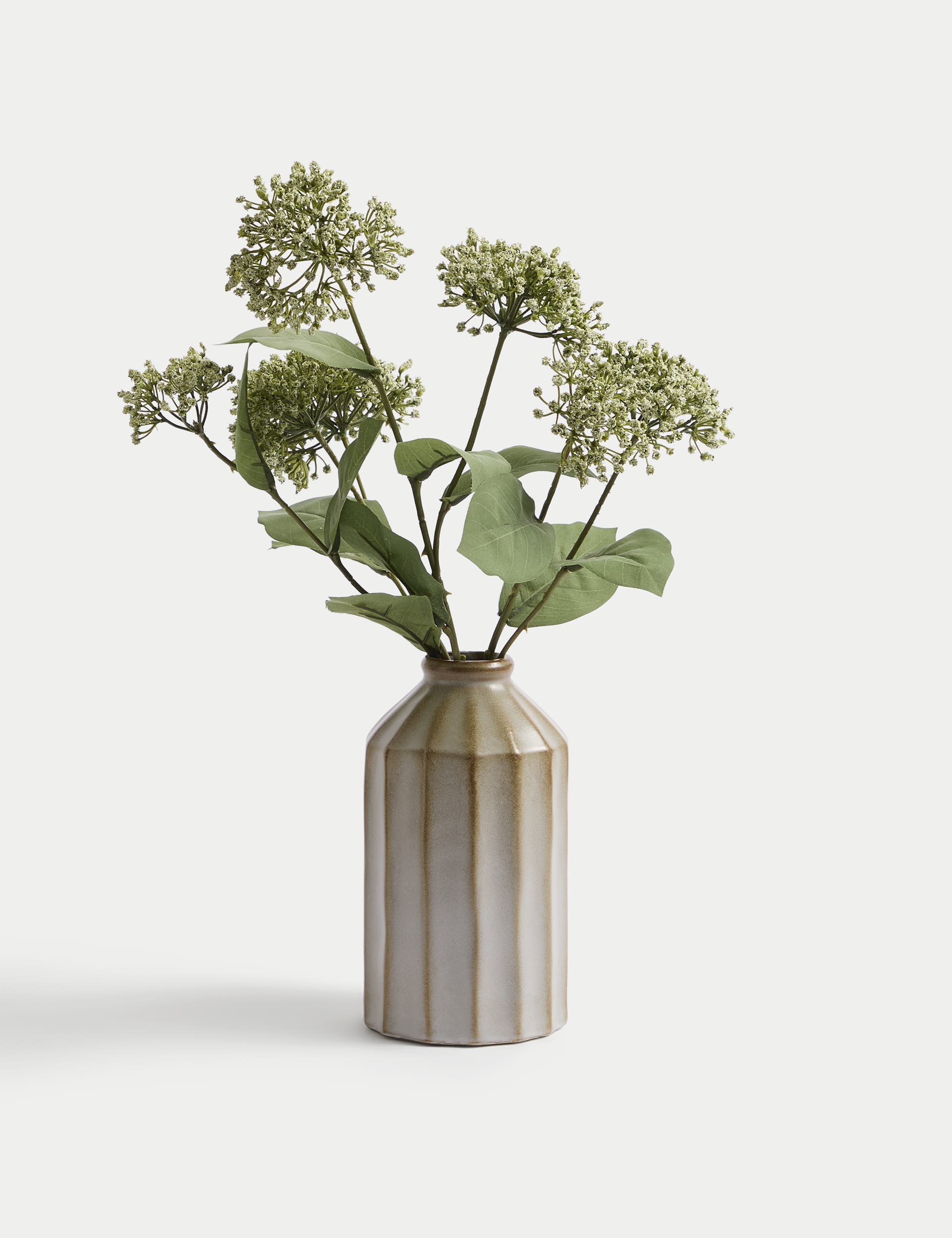 Artificial Cow Parsley in Ceramic Vase