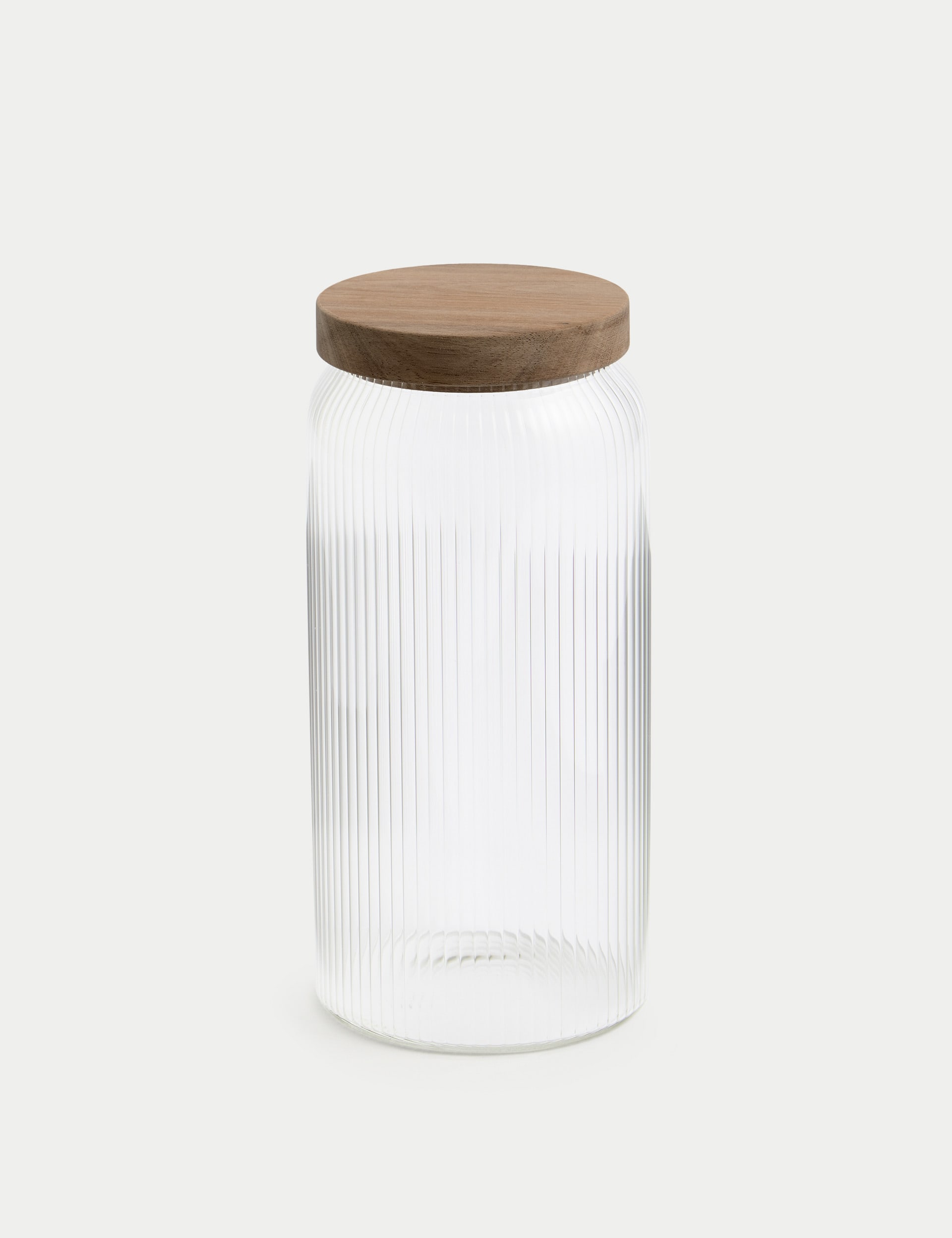 Clear Ribbed Glass Storage Jar with Cork Stopper 15x8cm main image 1
