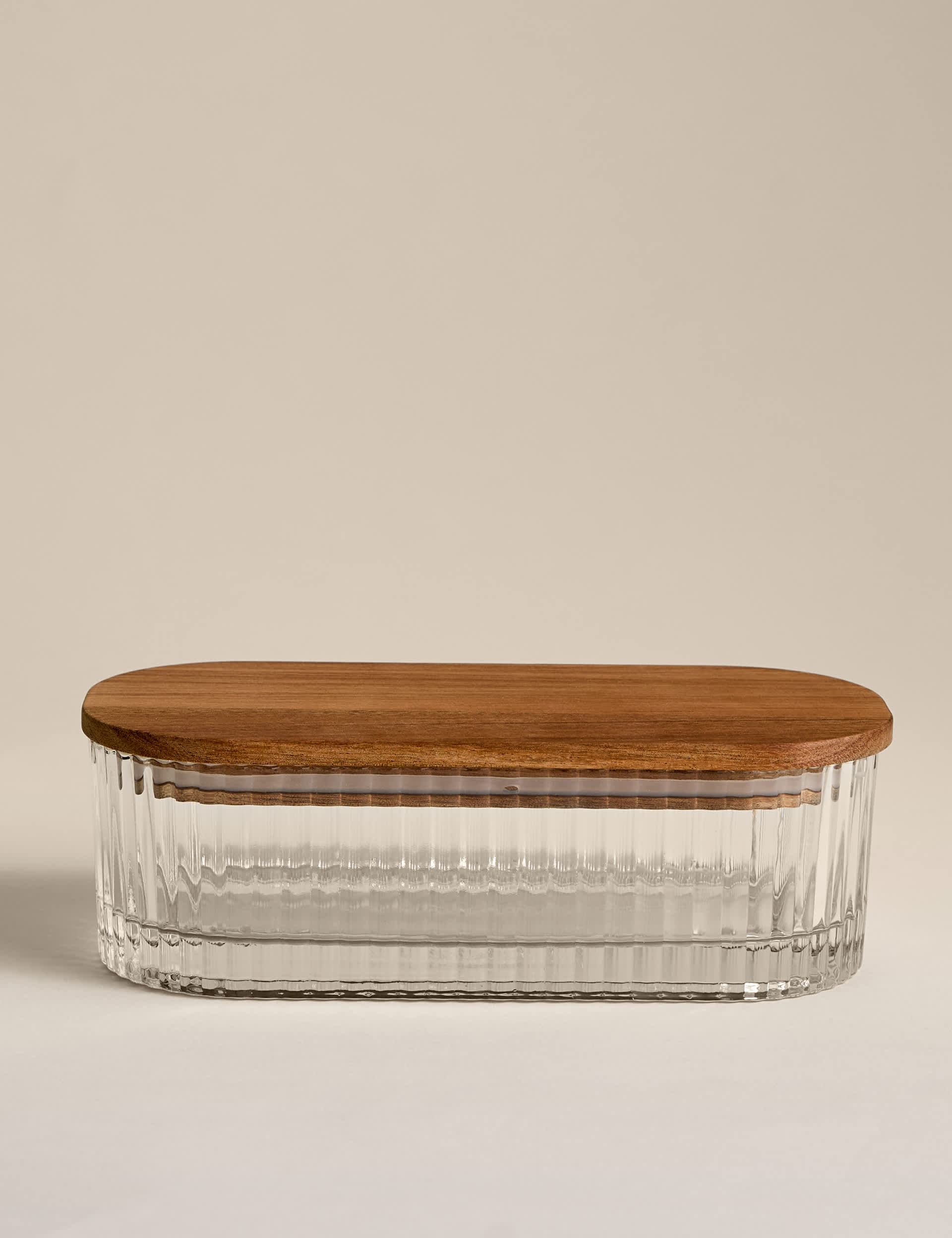 Small Ribbed Glass Container | M&S