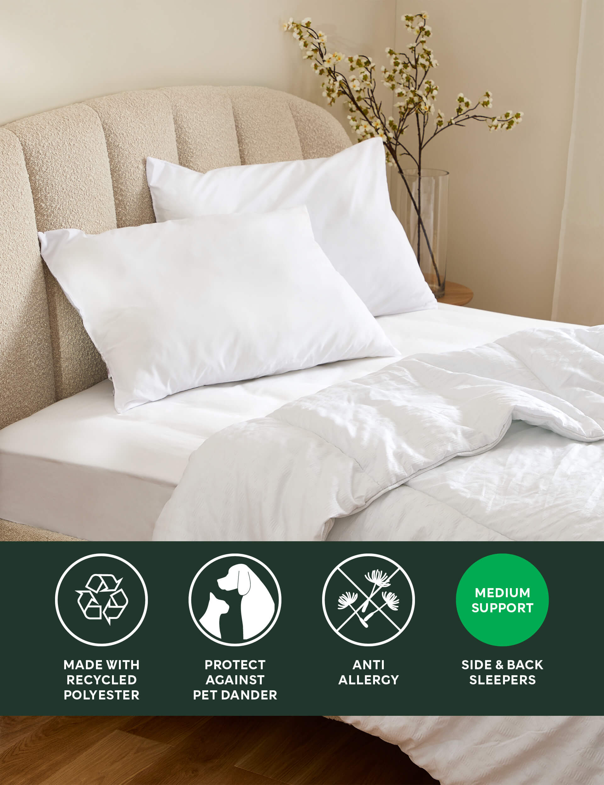 2pk Ultimate Anti Allergy Medium Pillows