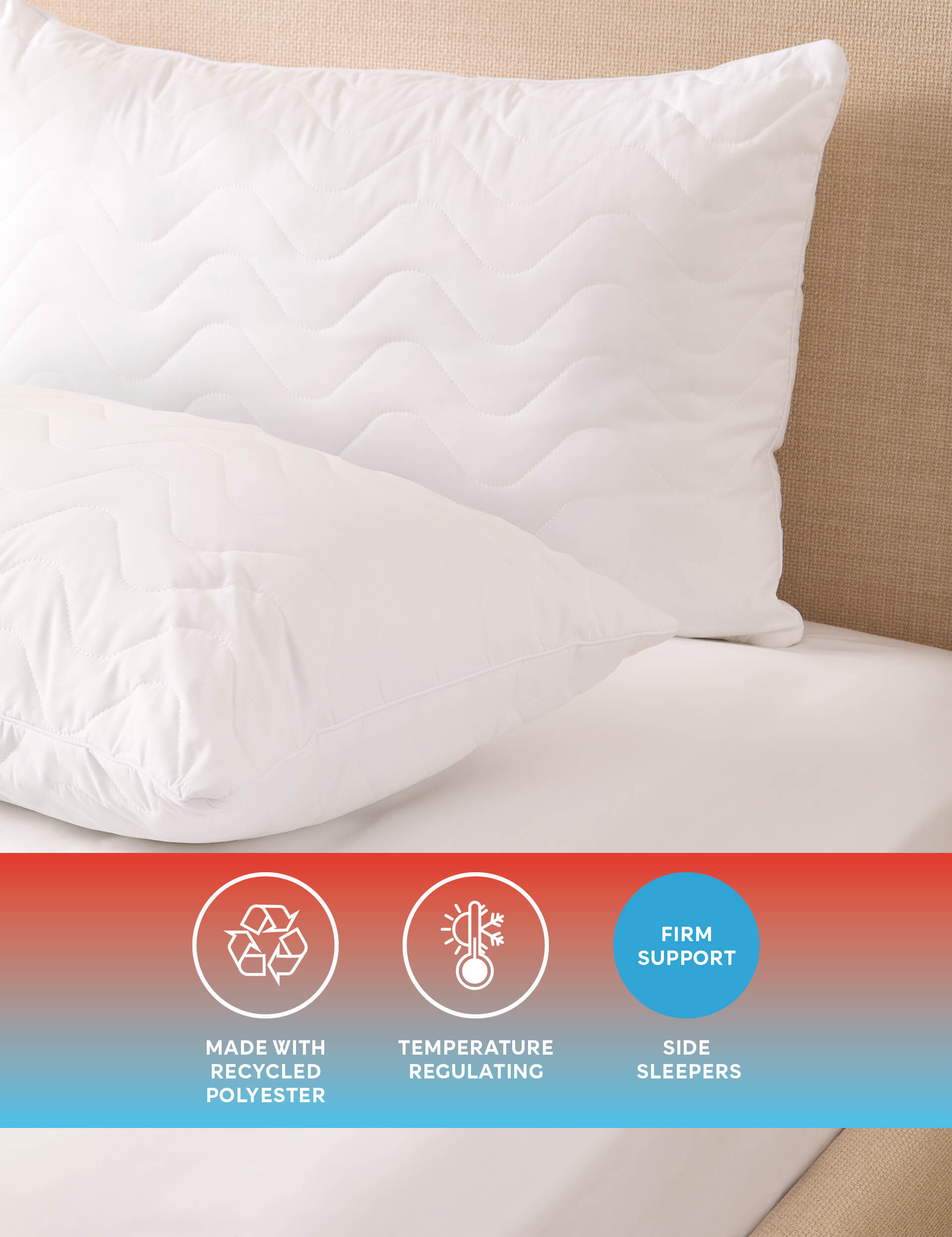 2pk Body Temperature Control Firm Pillows