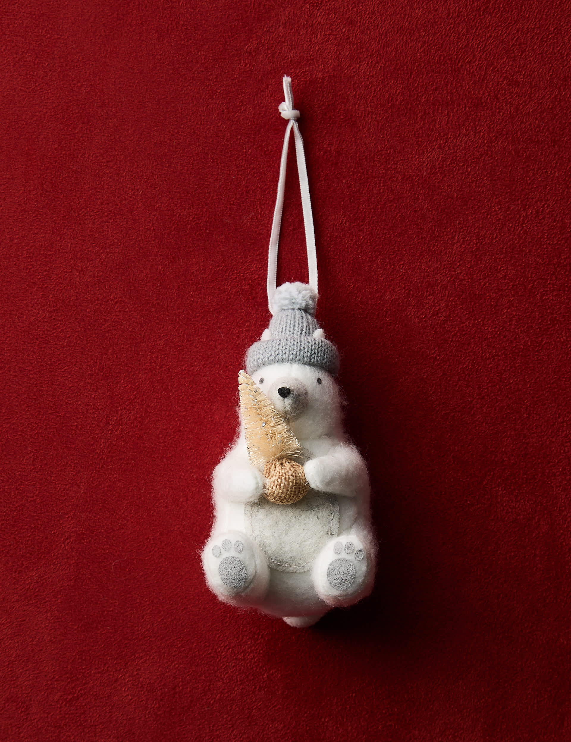 Felt Hanging Polar Bear Decoration | M&S | M&S