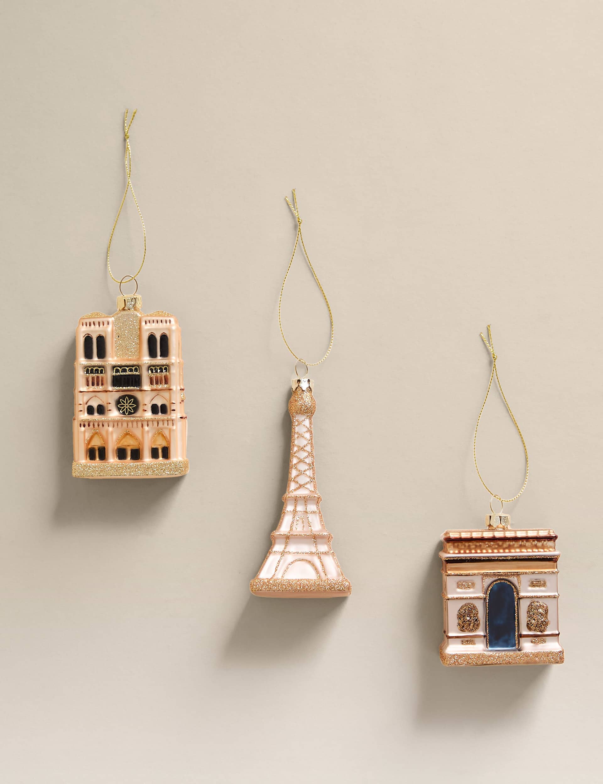 3pk Glass Hanging Paris Decorations