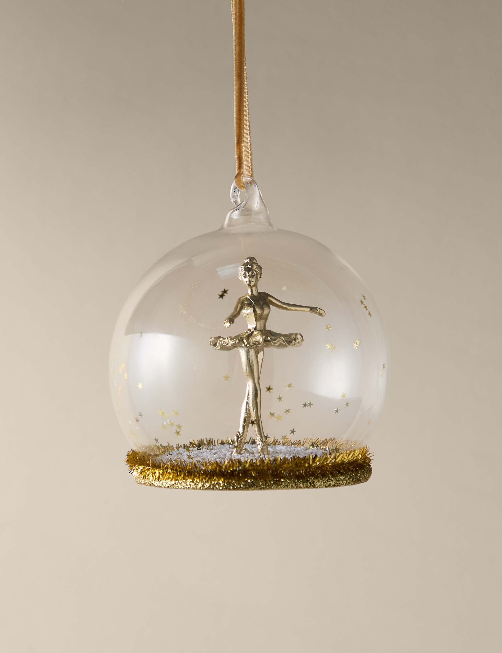 Gold Hanging Ballerina Cloche Decoration