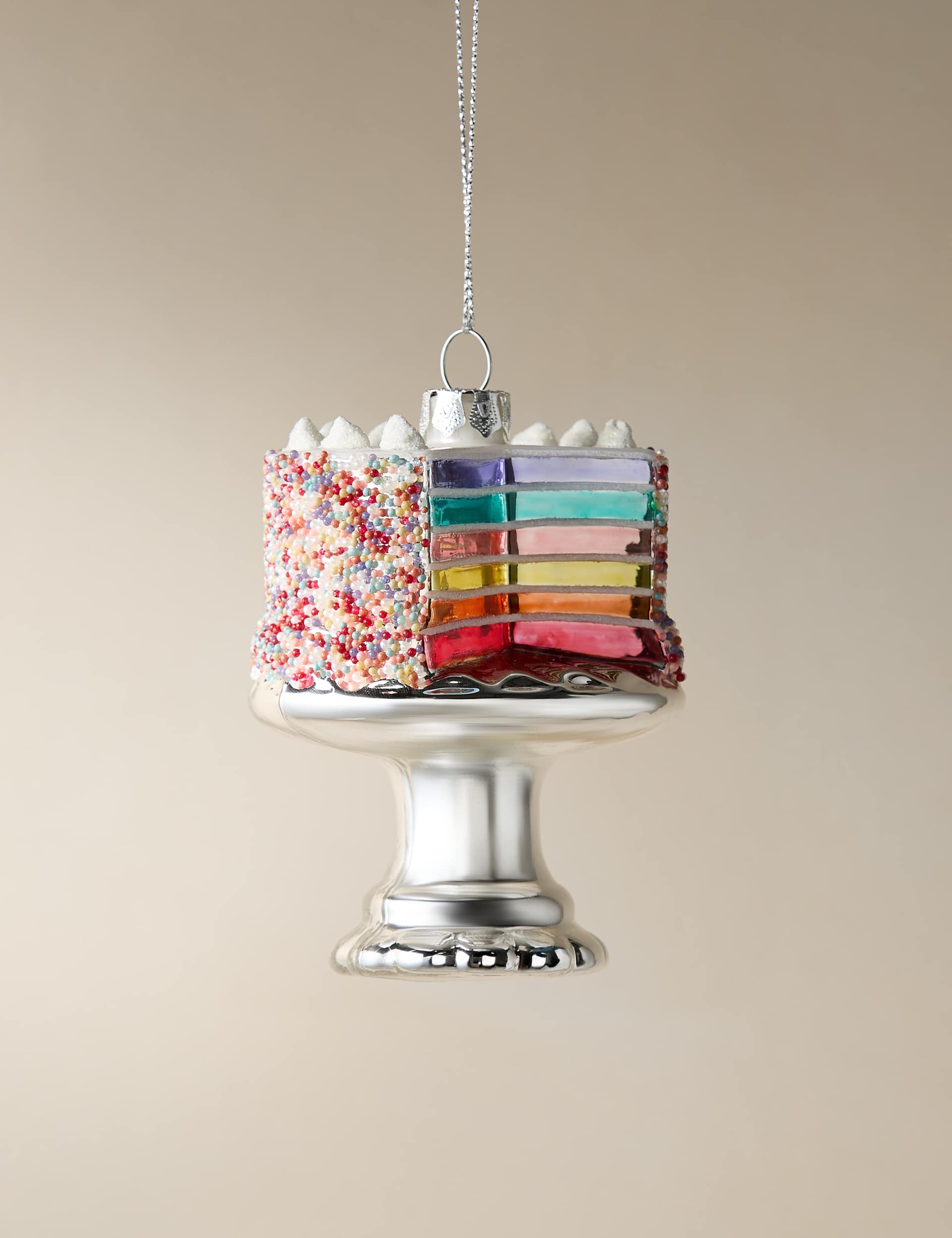 Glass Hanging Rainbow Cake Decoration | M&S | M&S