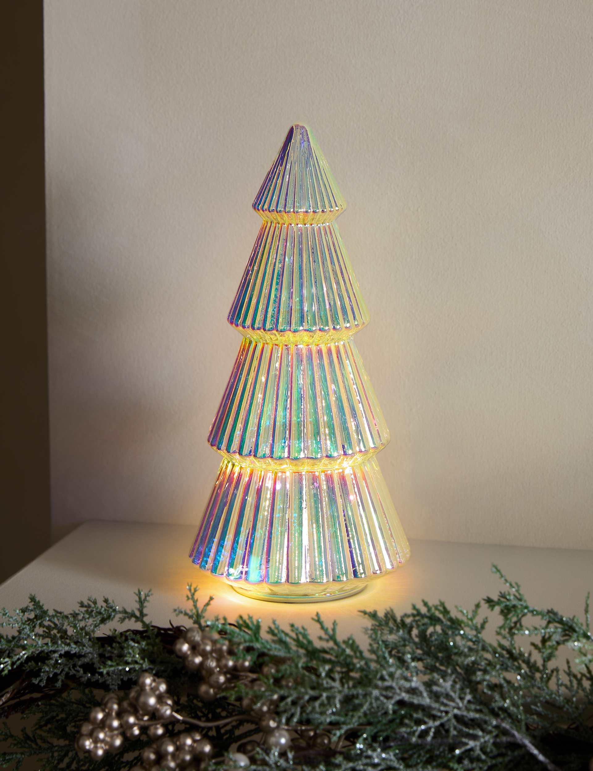Glass Light Up Pearl Tree Decoration