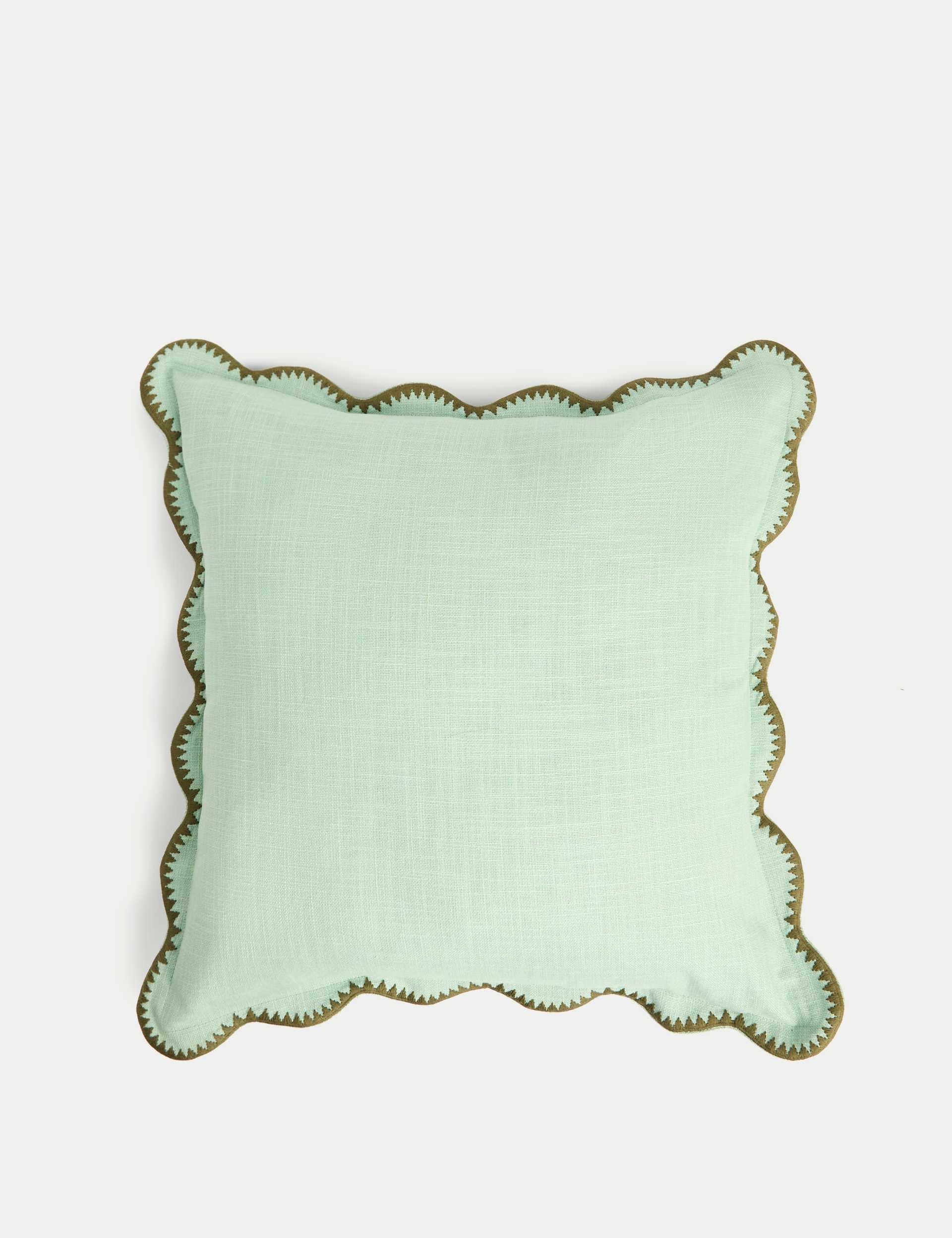 Pure Cotton Large Embroidered Scallop Cushion