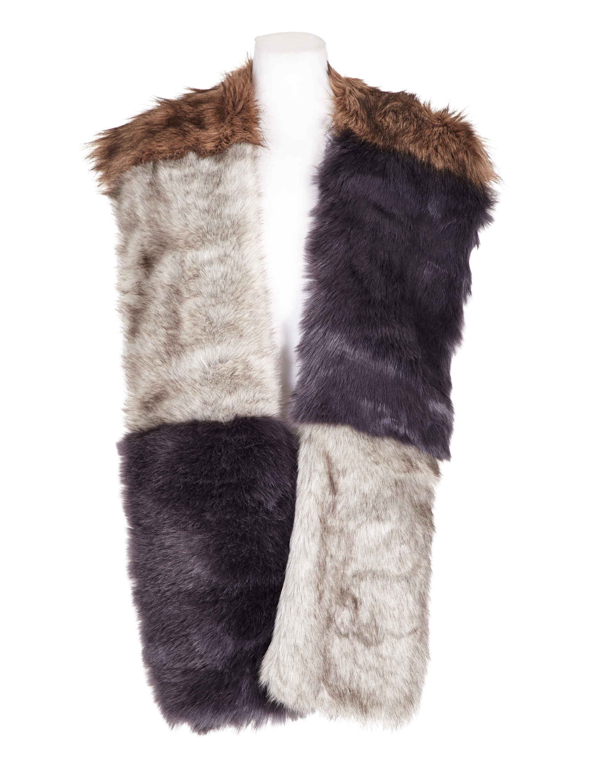 Faux Fur Colour Block Scarf Image 2 of 3