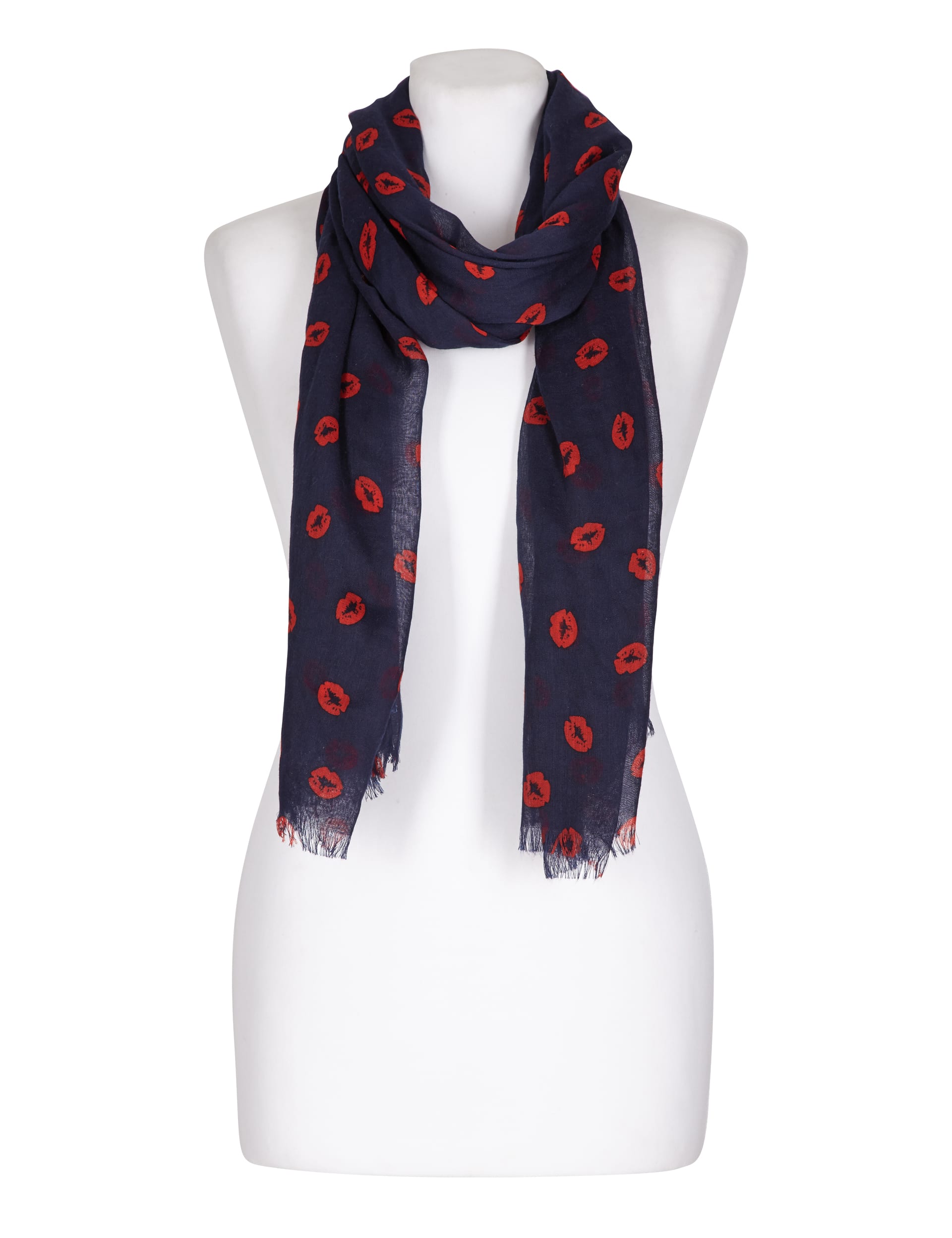 Lightweight Lips Print Scarf Image 2 of 3