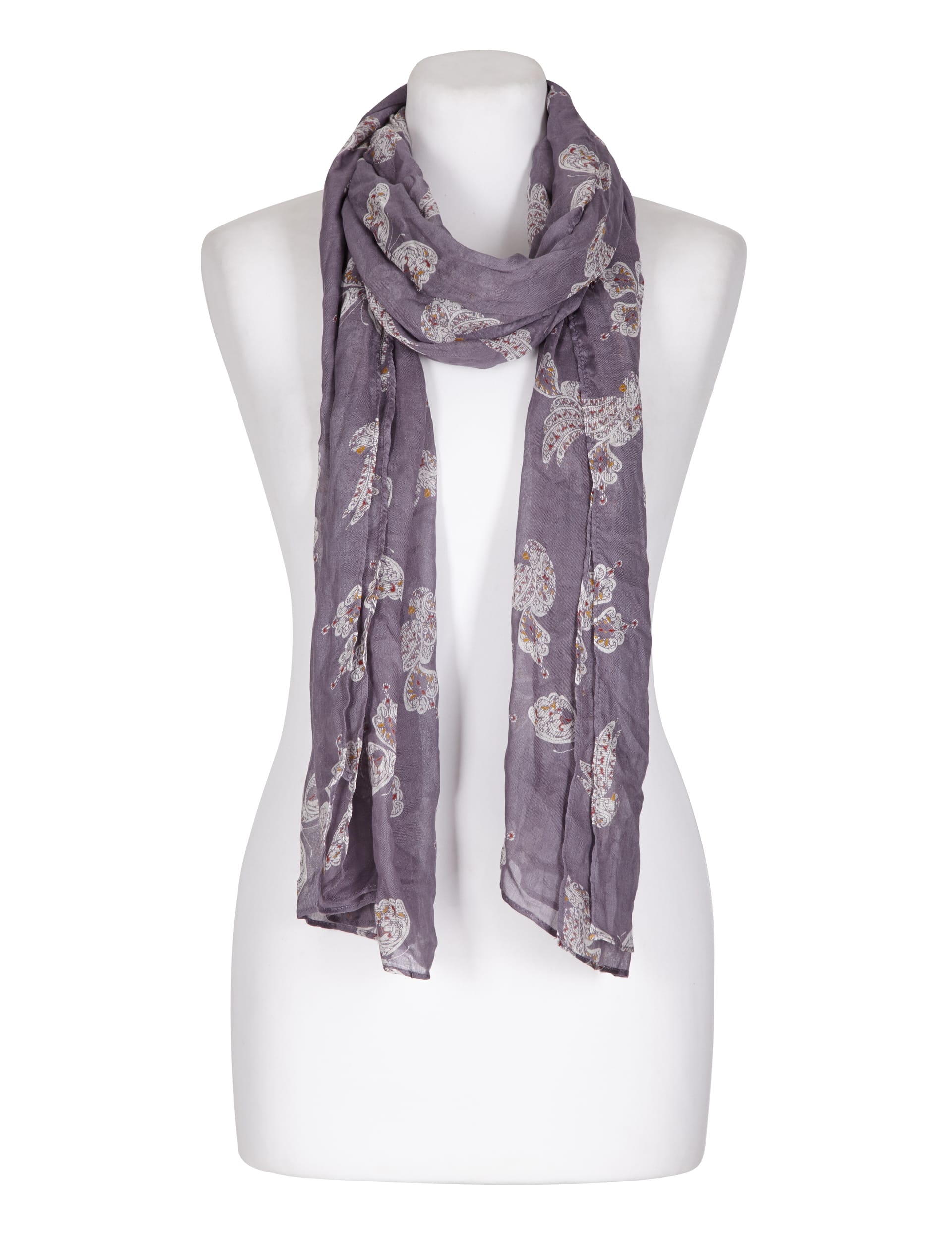 Modal Blend Paisley Butterfly Print Lightweight Scarf Image 2 of 3