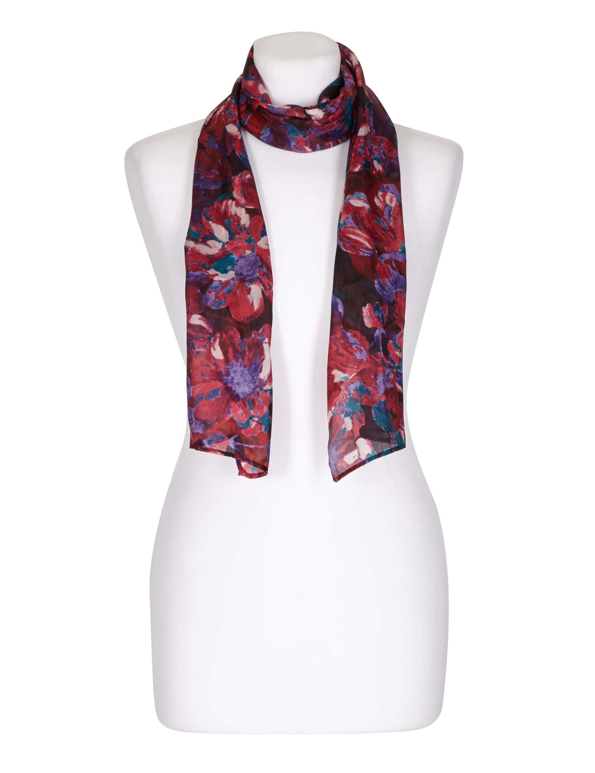 Pure Silk Lightweight Peony Scarf Image 2 of 3