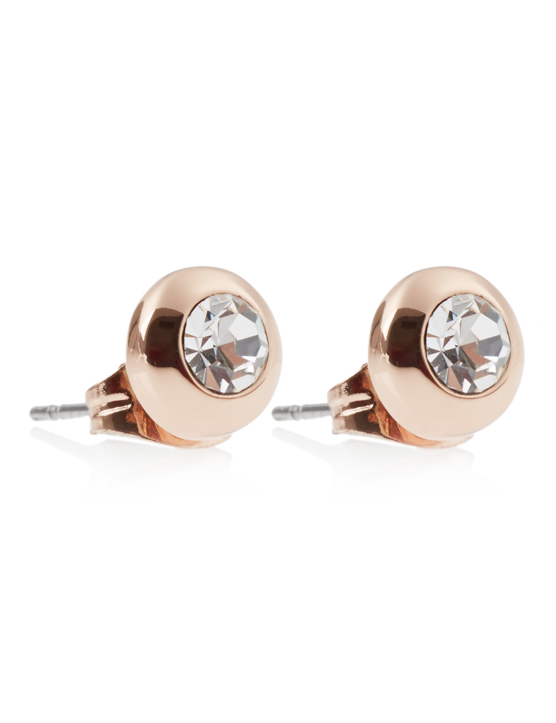 Gold Plated Bezel Diamanté Stud Earrings Image 1 of 1