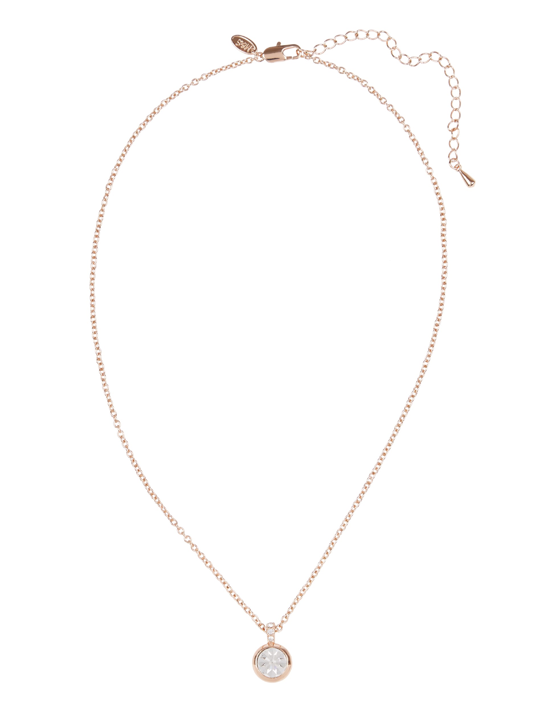 Gold Plated Bezel Diamanté Pendant Necklace Image 1 of 2