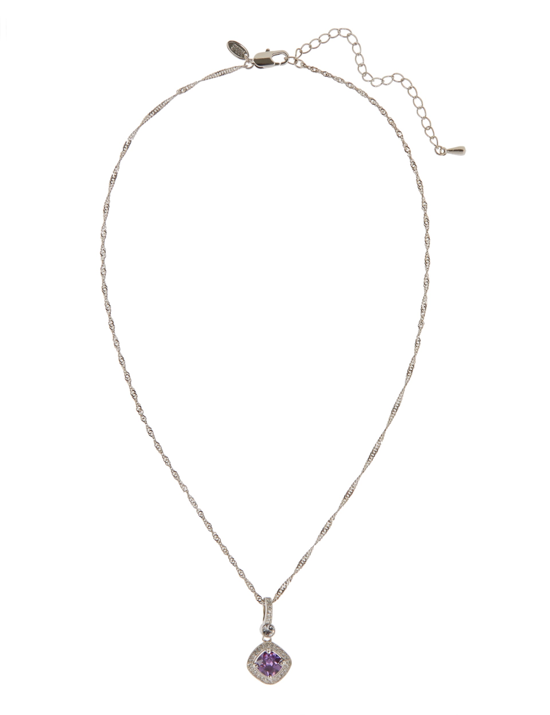 Platinum Plated Miligrain Sqaure Pendant Necklace Image 1 of 2