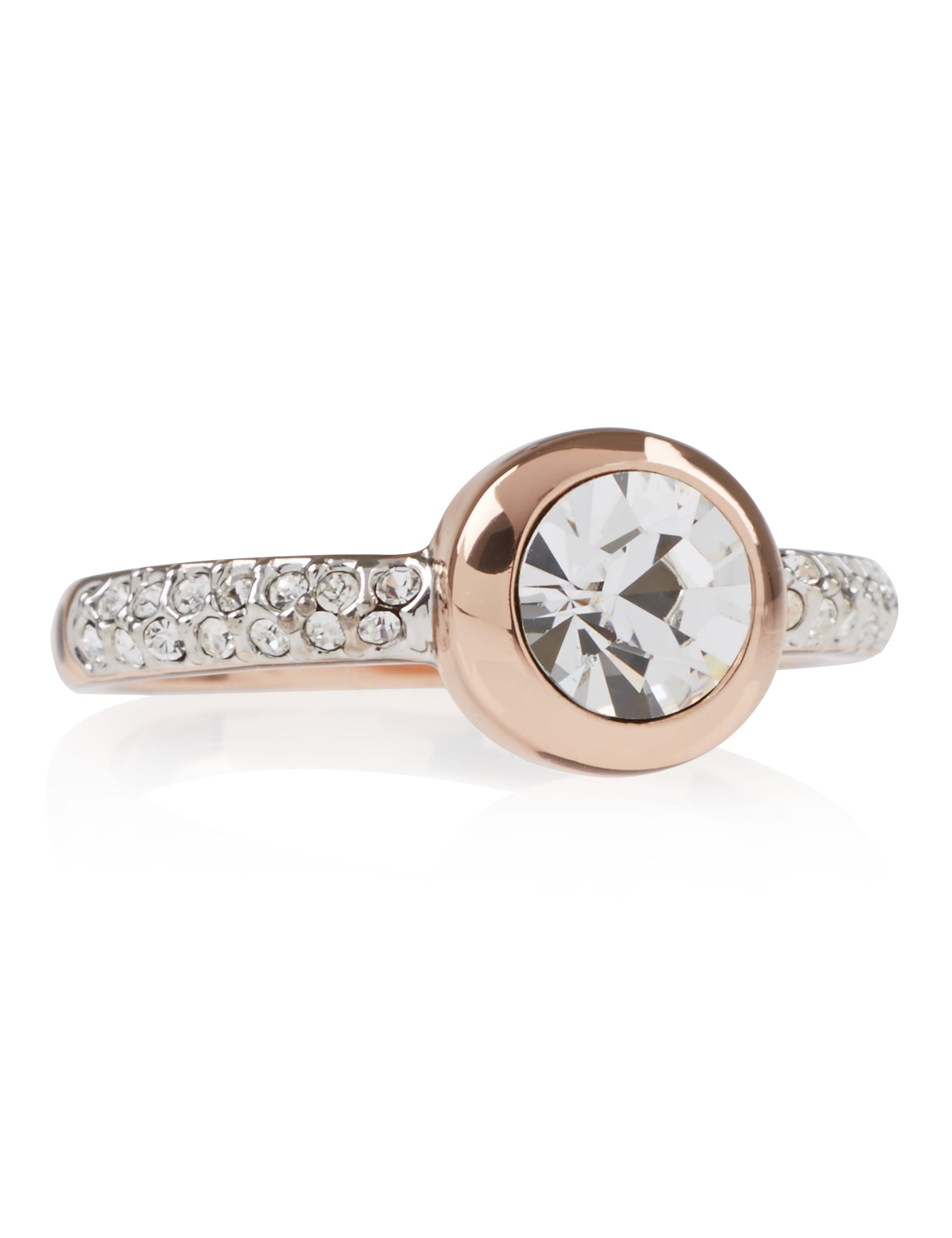 Gold Plated Bezel Diamanté Ring Image 1 of 1