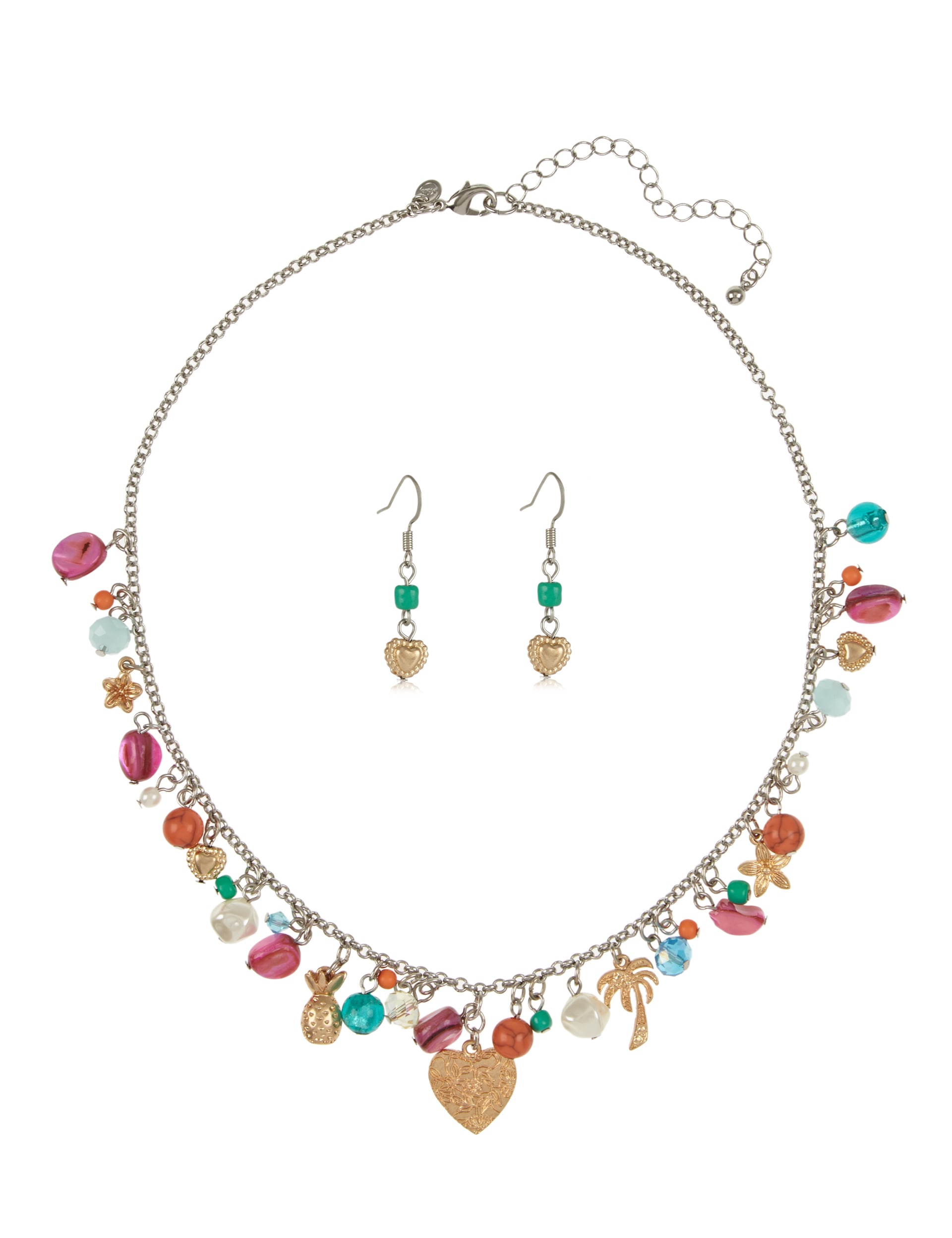 Bead Heart Pendant Necklace & Earrings Set Image 1 of 1