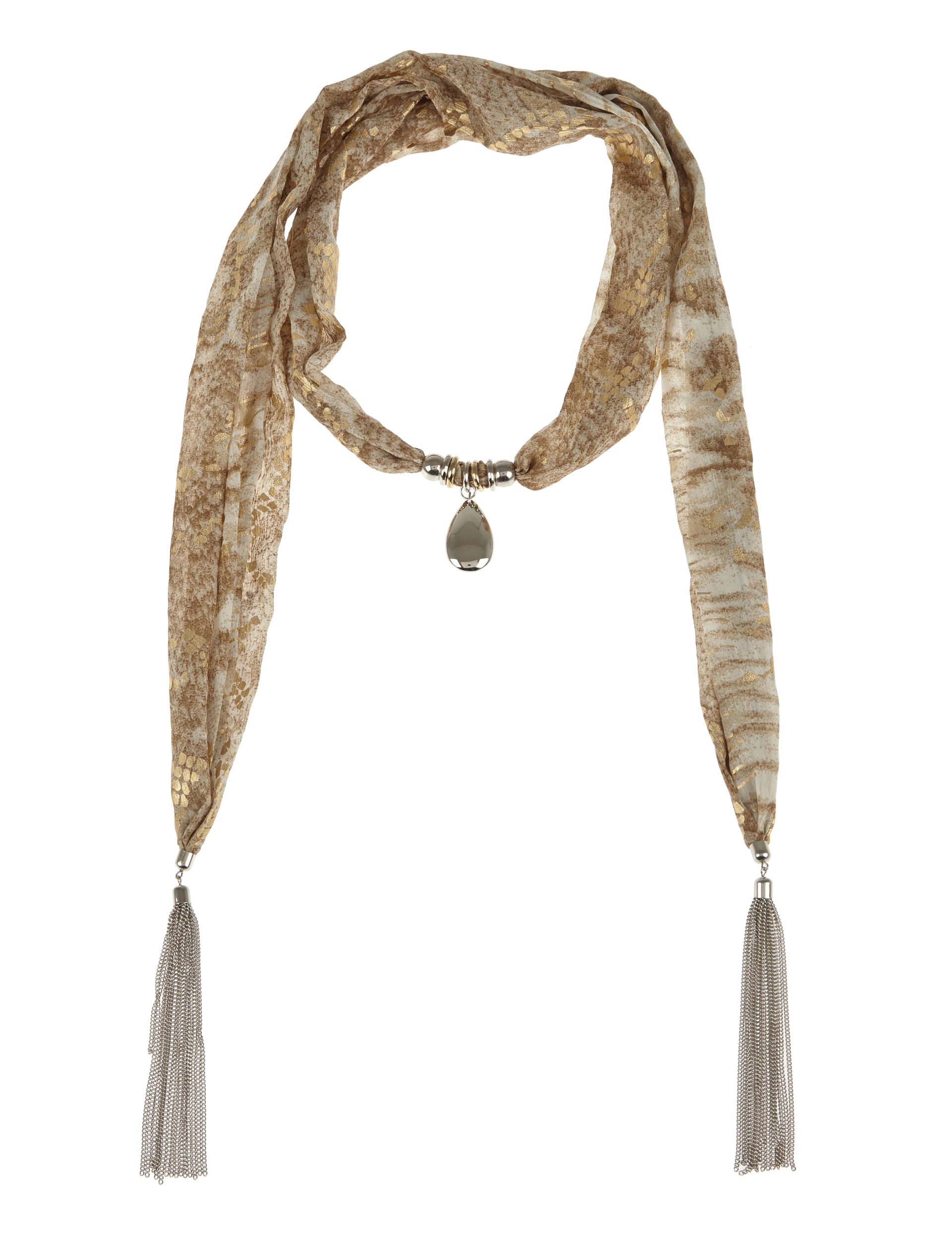 Foil Faux Snakeskin Print Scarf Necklace M S Collection M S