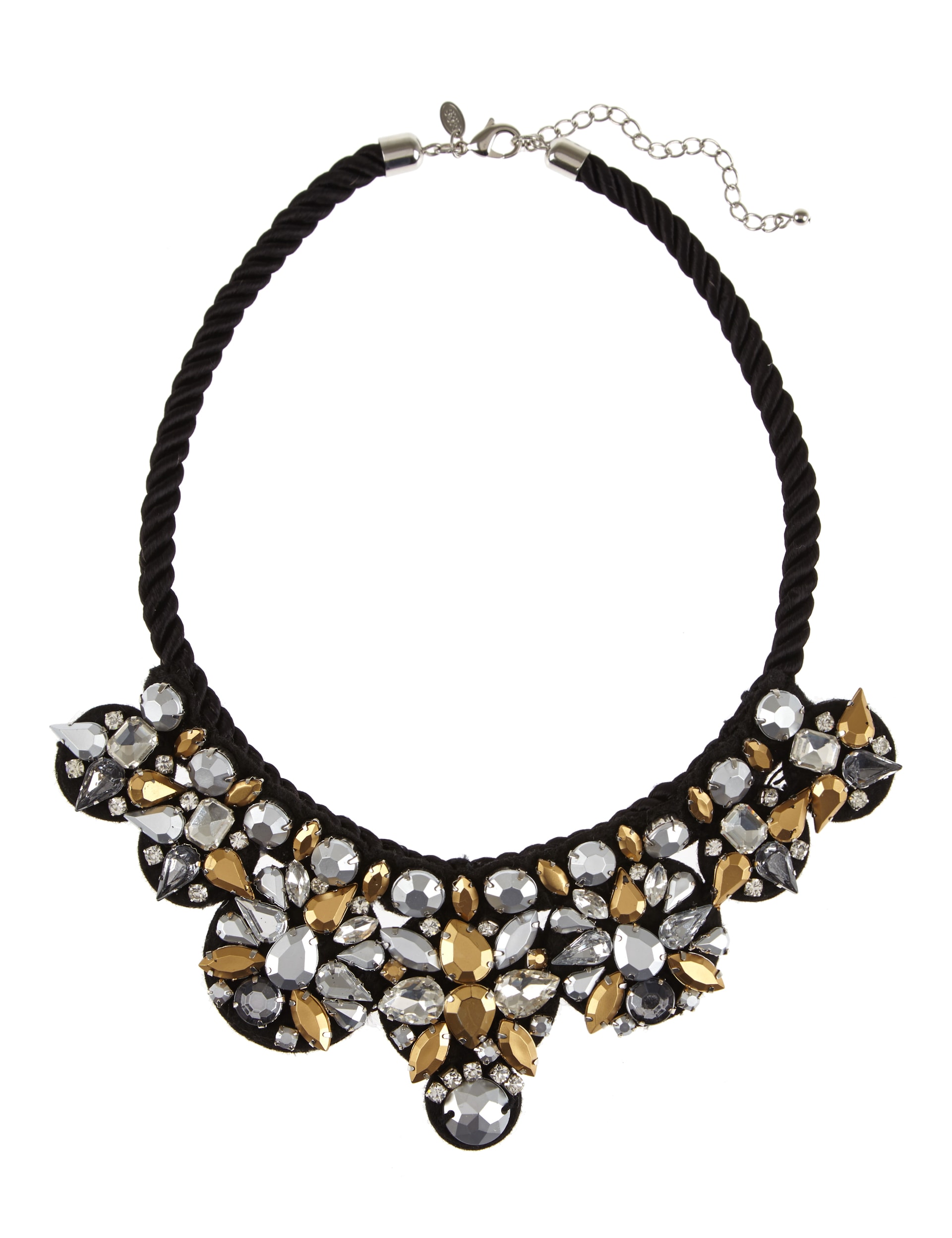 Fabric & Diamanté Rope Necklace Image 1 of 1