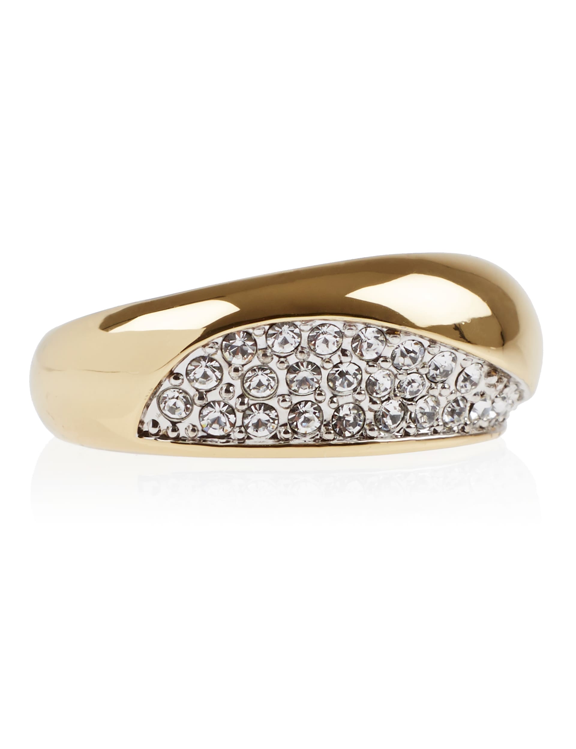 Gold Plated Diamanté Wave Ring Image 1 of 1