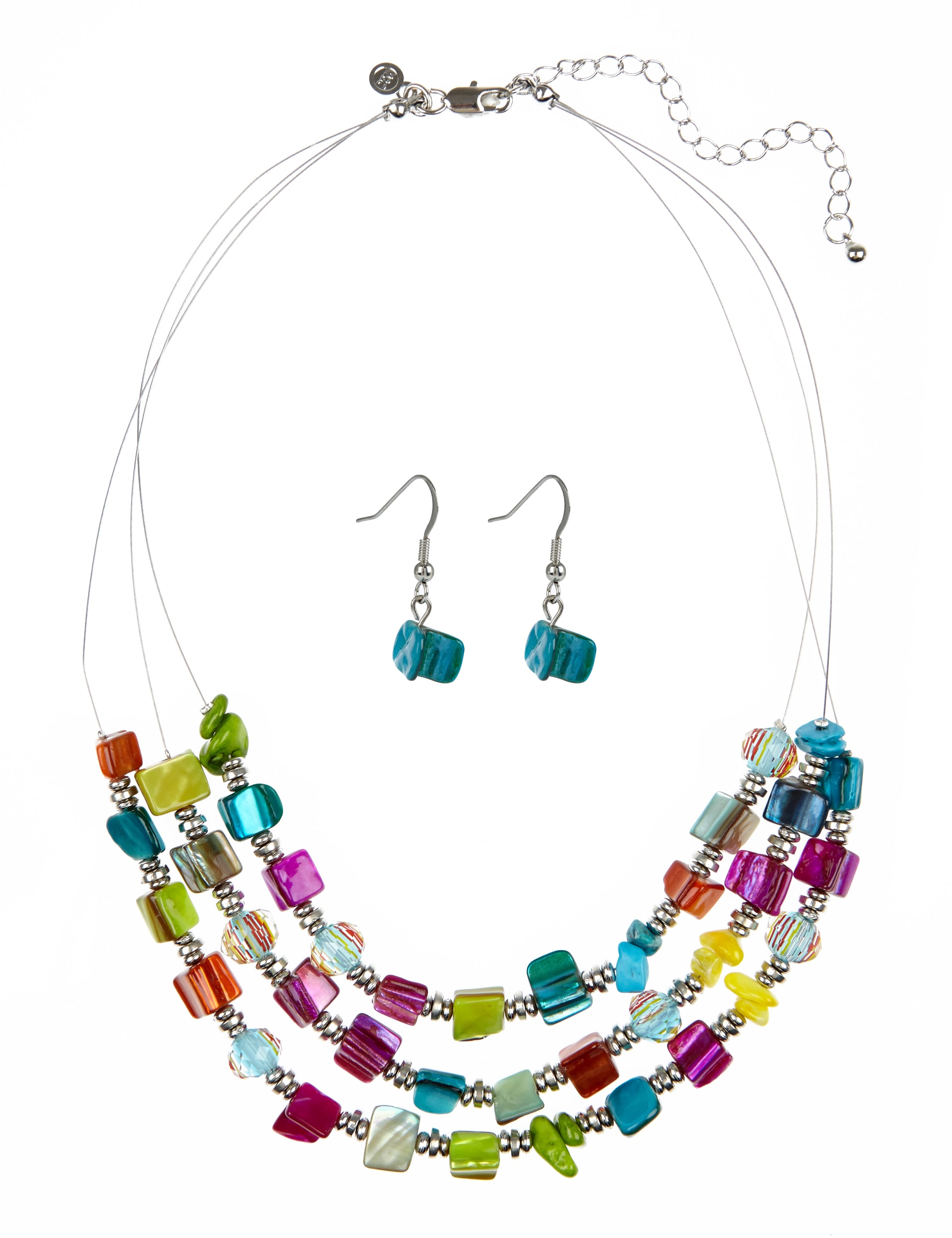Assorted Chip Multi-Row Necklace & Earrings Set Image 1 of 1